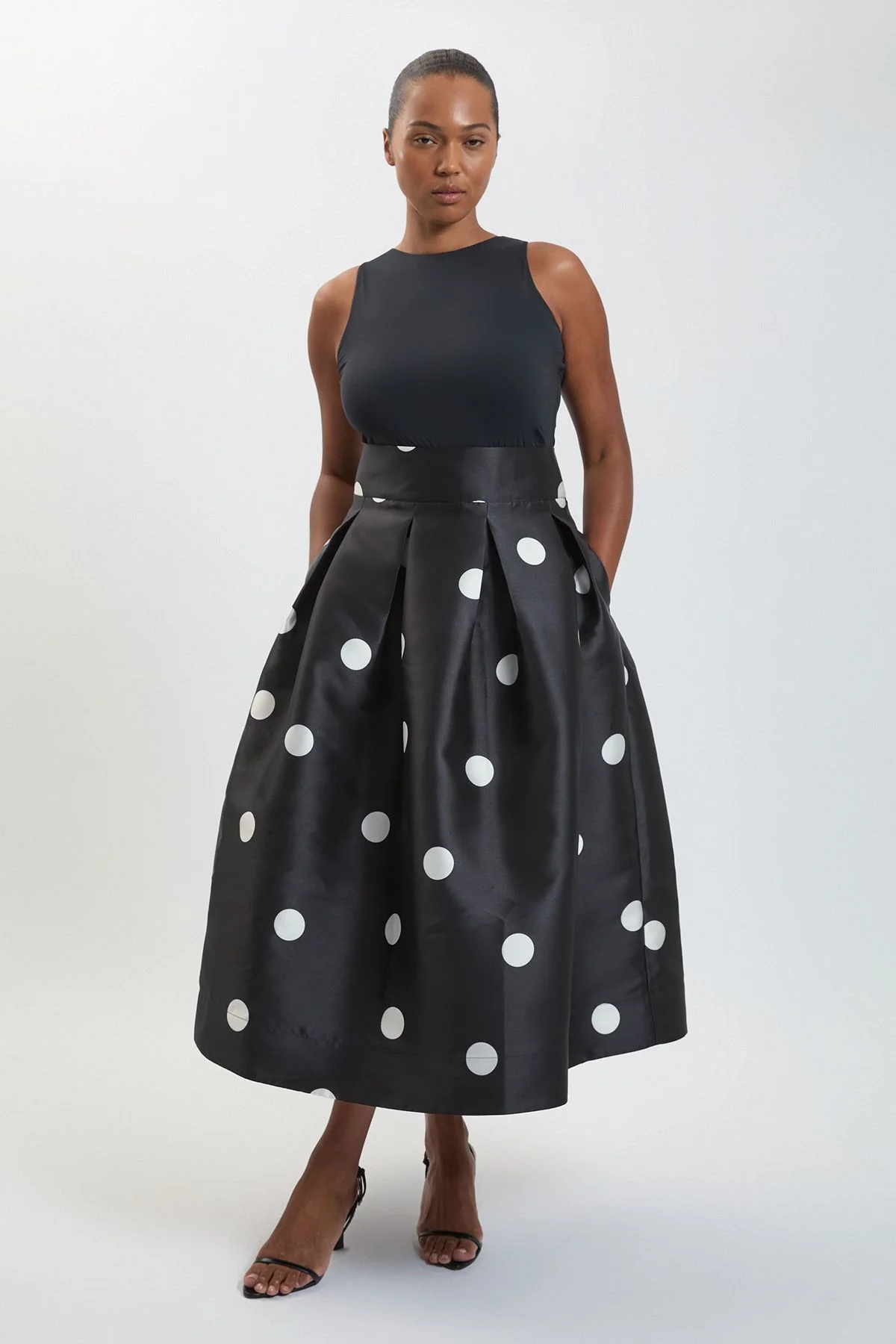 Plus Size Spot Woven Twill Prom Skirt - 1