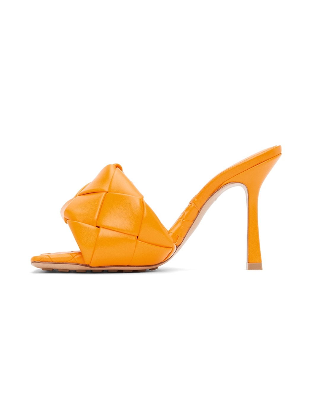 Orange Intrecciato Lido Heeled Sandals - 3