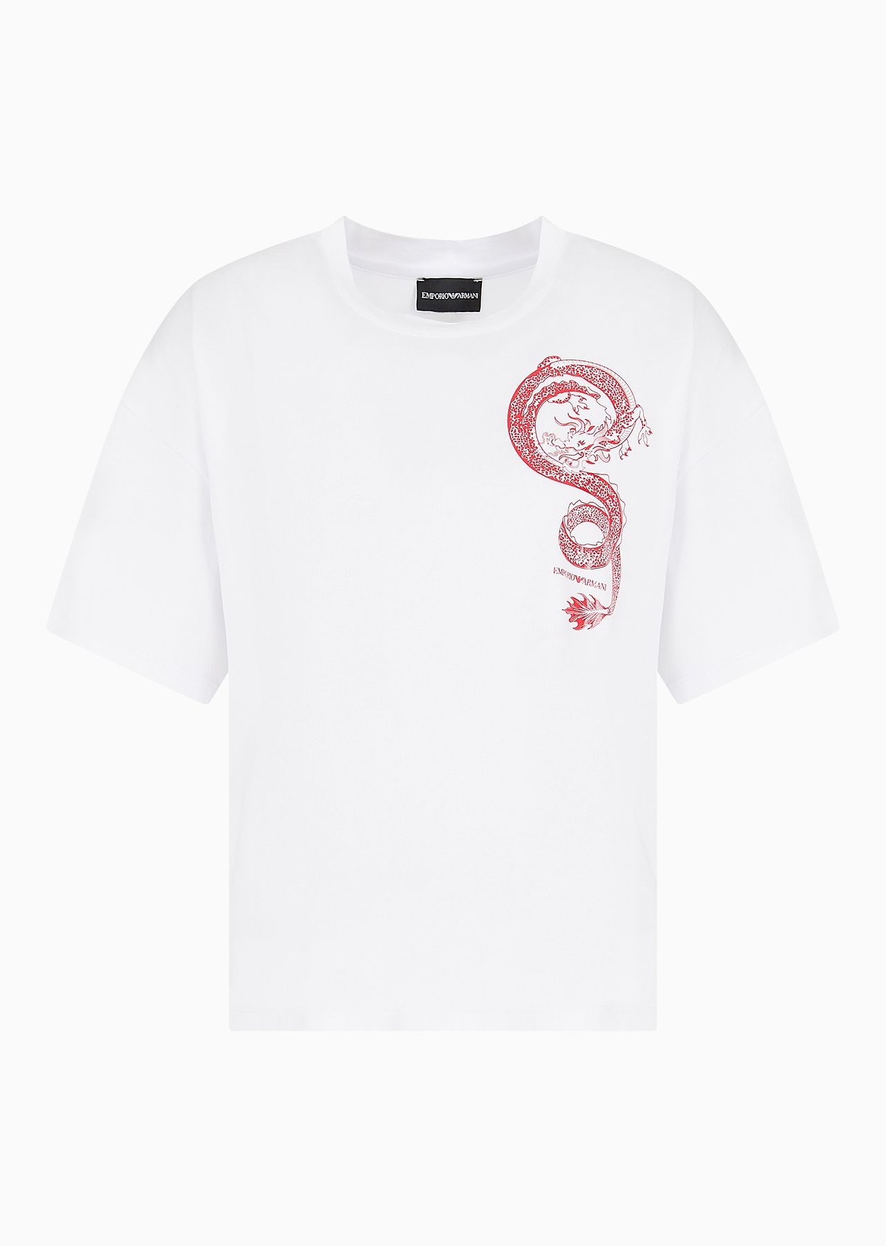 mercerised-jersey T-shirt with dragon print - 1