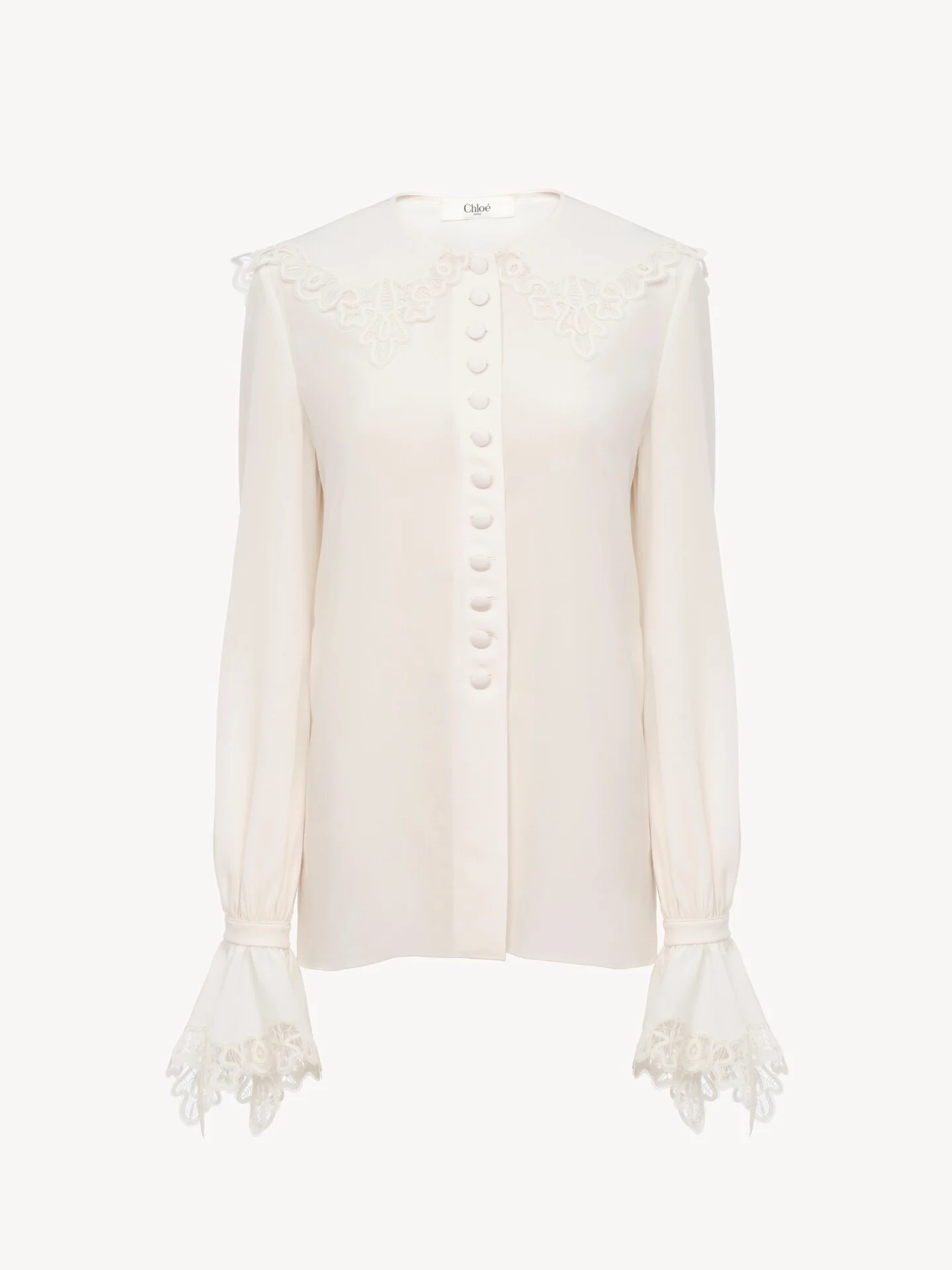 FLUID BLOUSE IN CRÊPE DE CHINE & LACE - 1