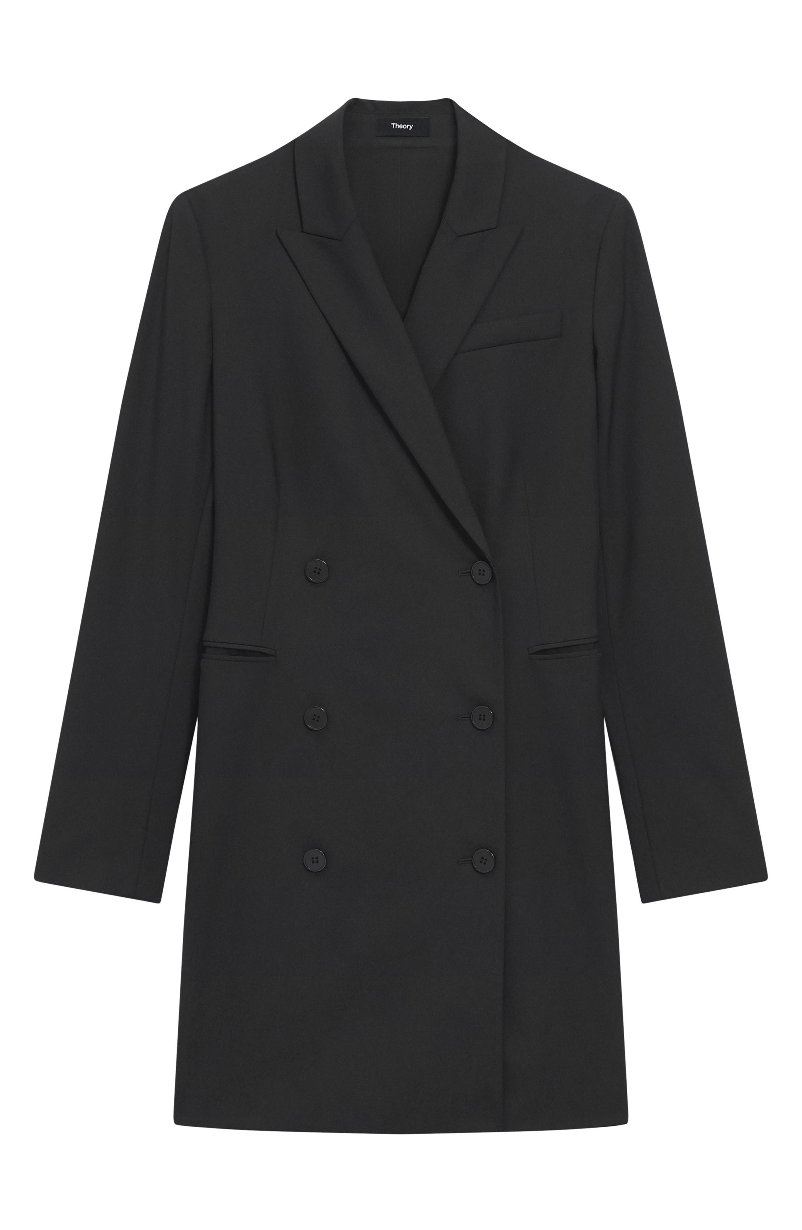 Theory Double Breasted Stretch Wool Blazer Dress in Black at Nordstrom - 5