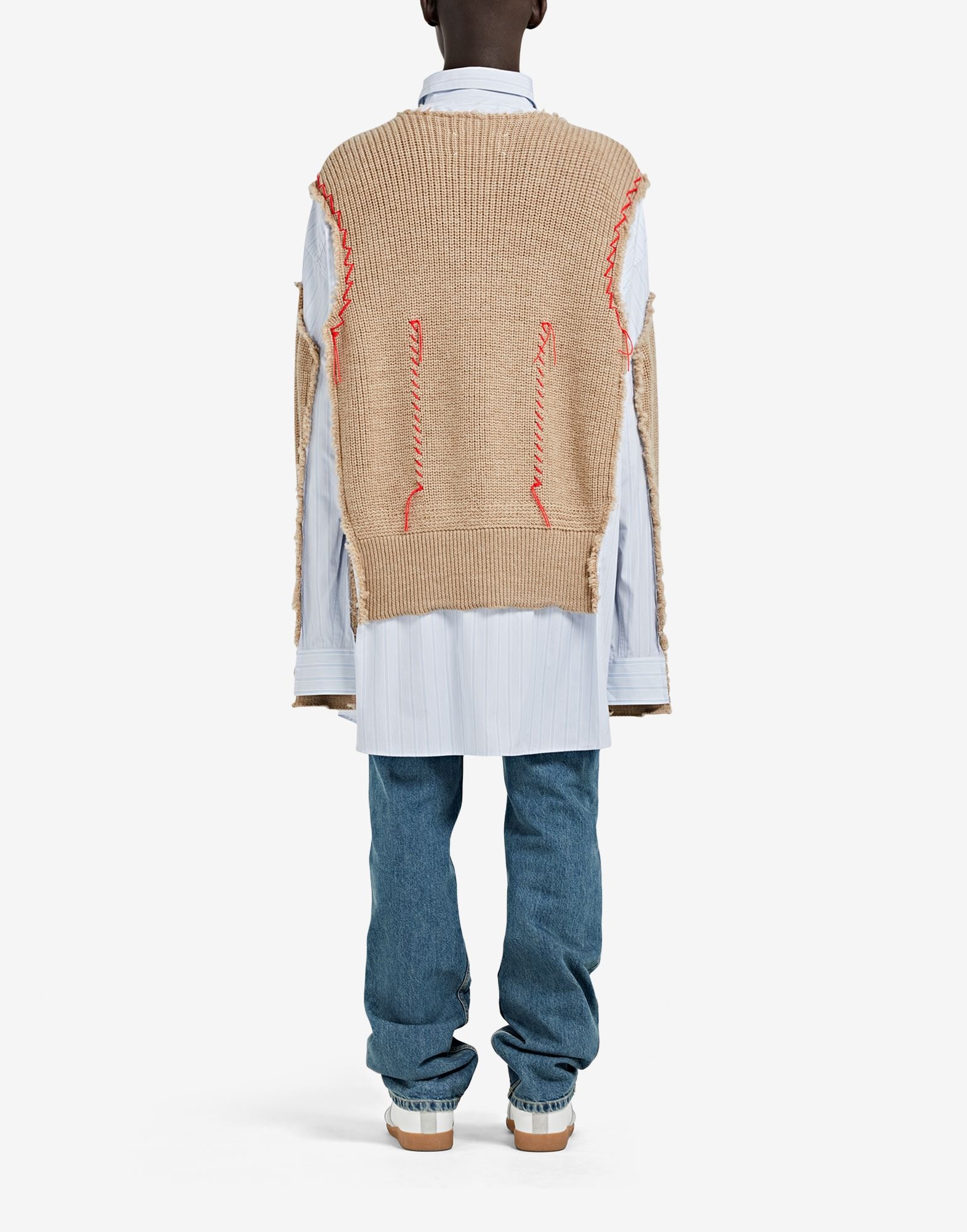 Striped shirt and knit jumper top - 4