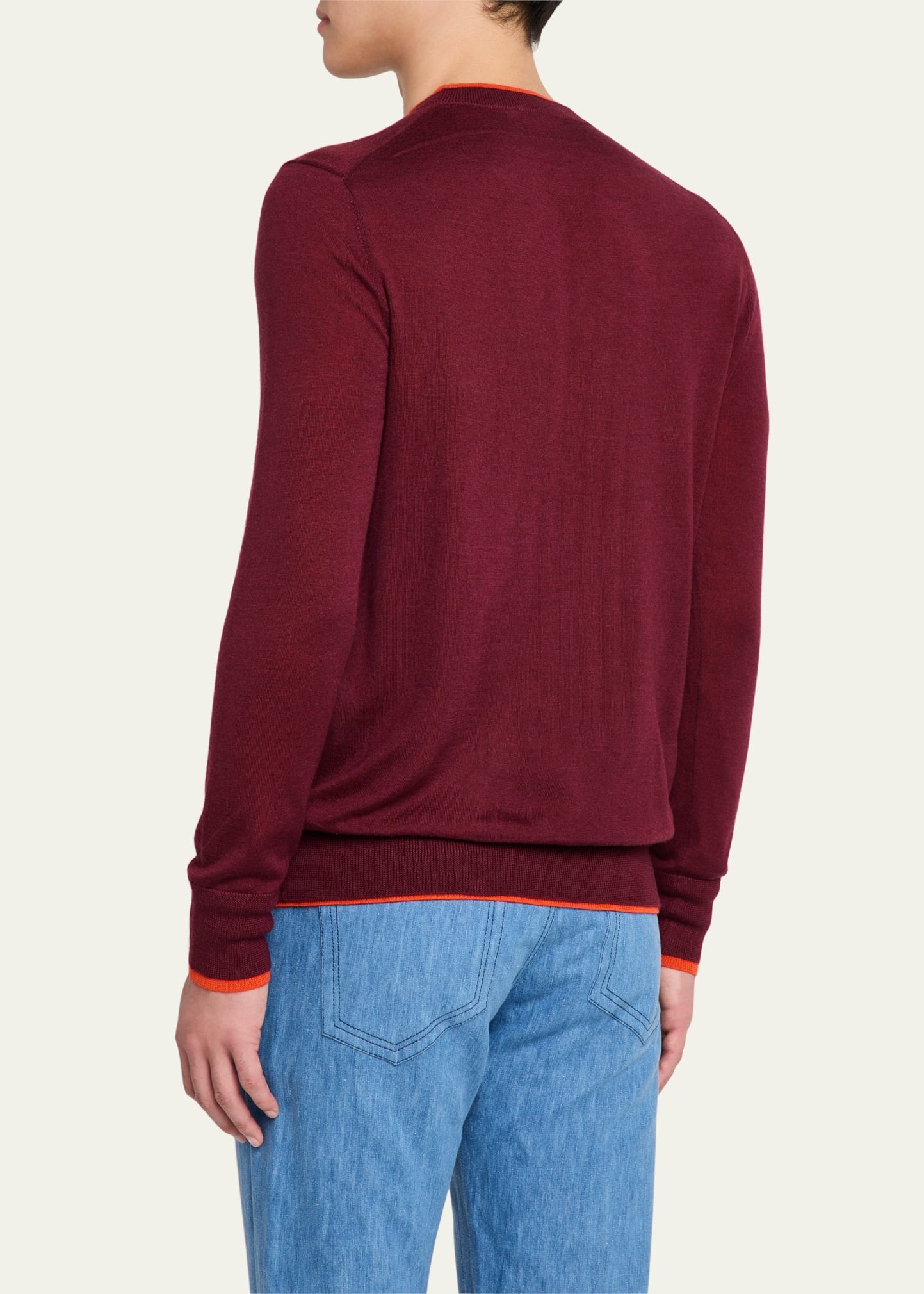 Men's Wells Cashmere and Silk Knit Crewneck Sweater - 3