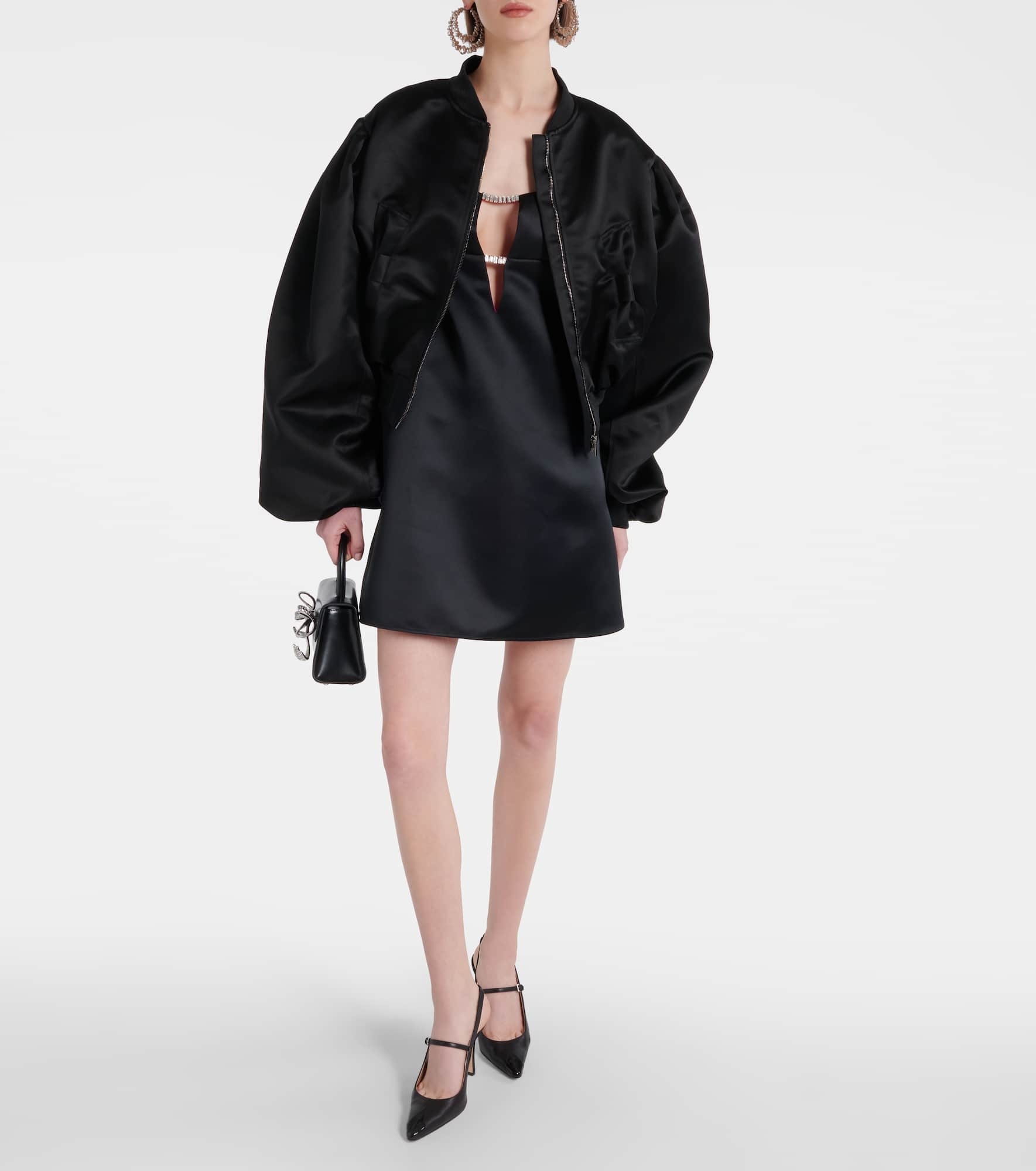 NINA RICCI ワンピース Cutout satin minidress 904192 Cutout satin minidress in blue - Nina Ricci | Mytheresa