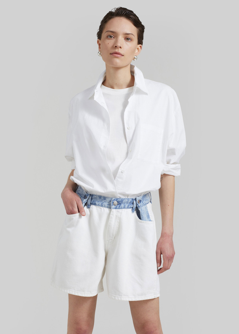 Hayla Contrast Denim Shorts - Off White/Blue 7