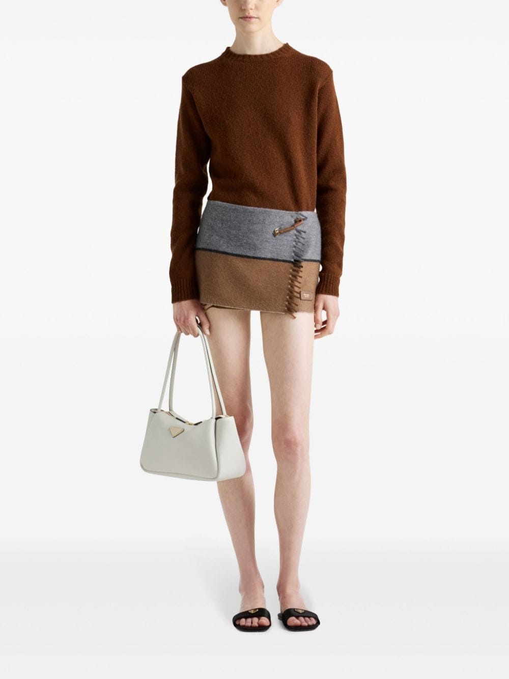 two-tone cashmere miniskirt - 2