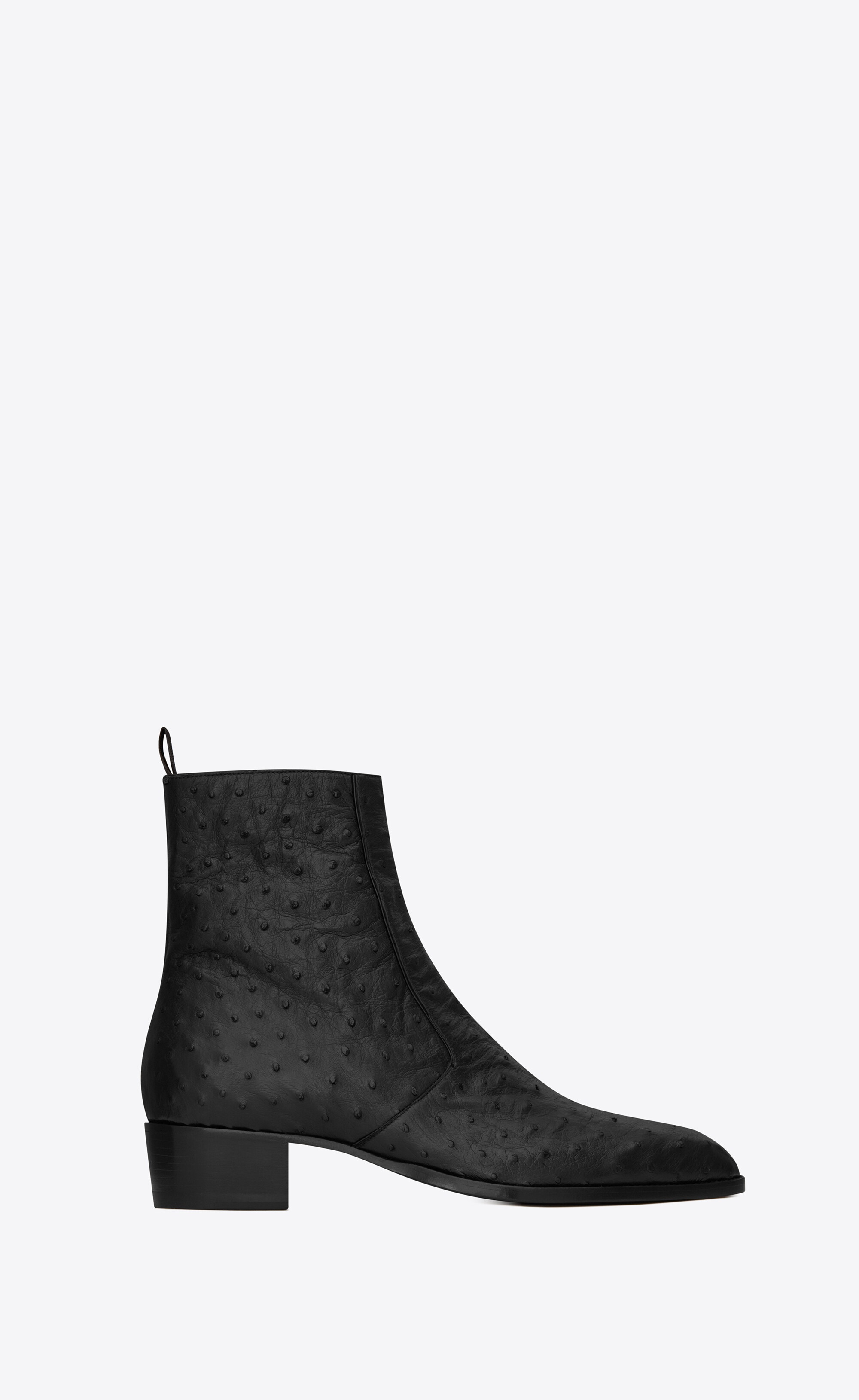 SAINT LAURENT wyatt boots in ostrich REVERSIBLE