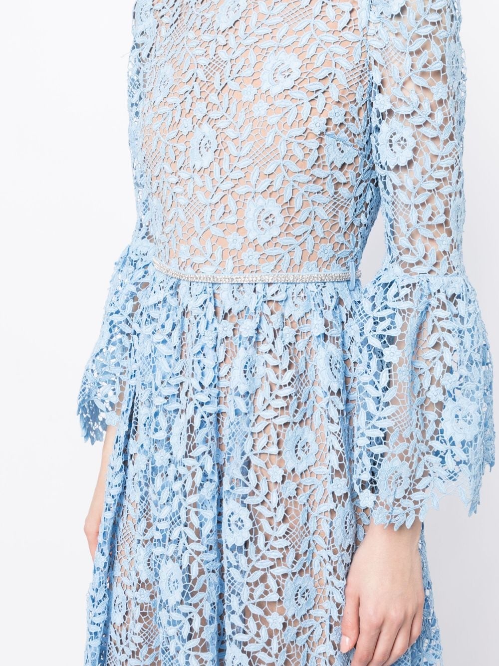 lace-embroidered round-neck dress - 5