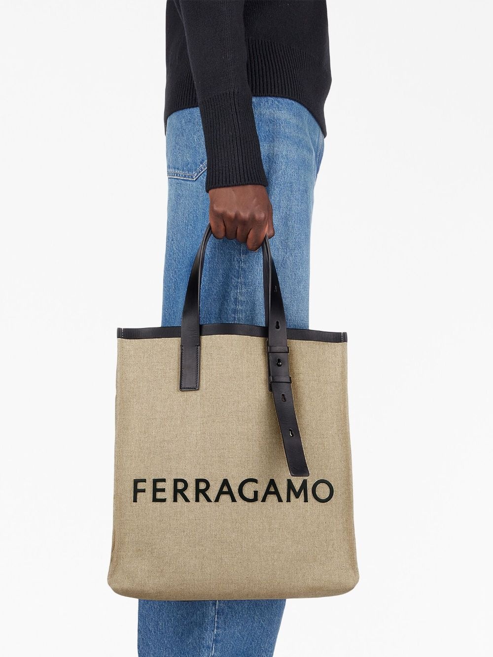 embossed-logo leather tote bag - 2