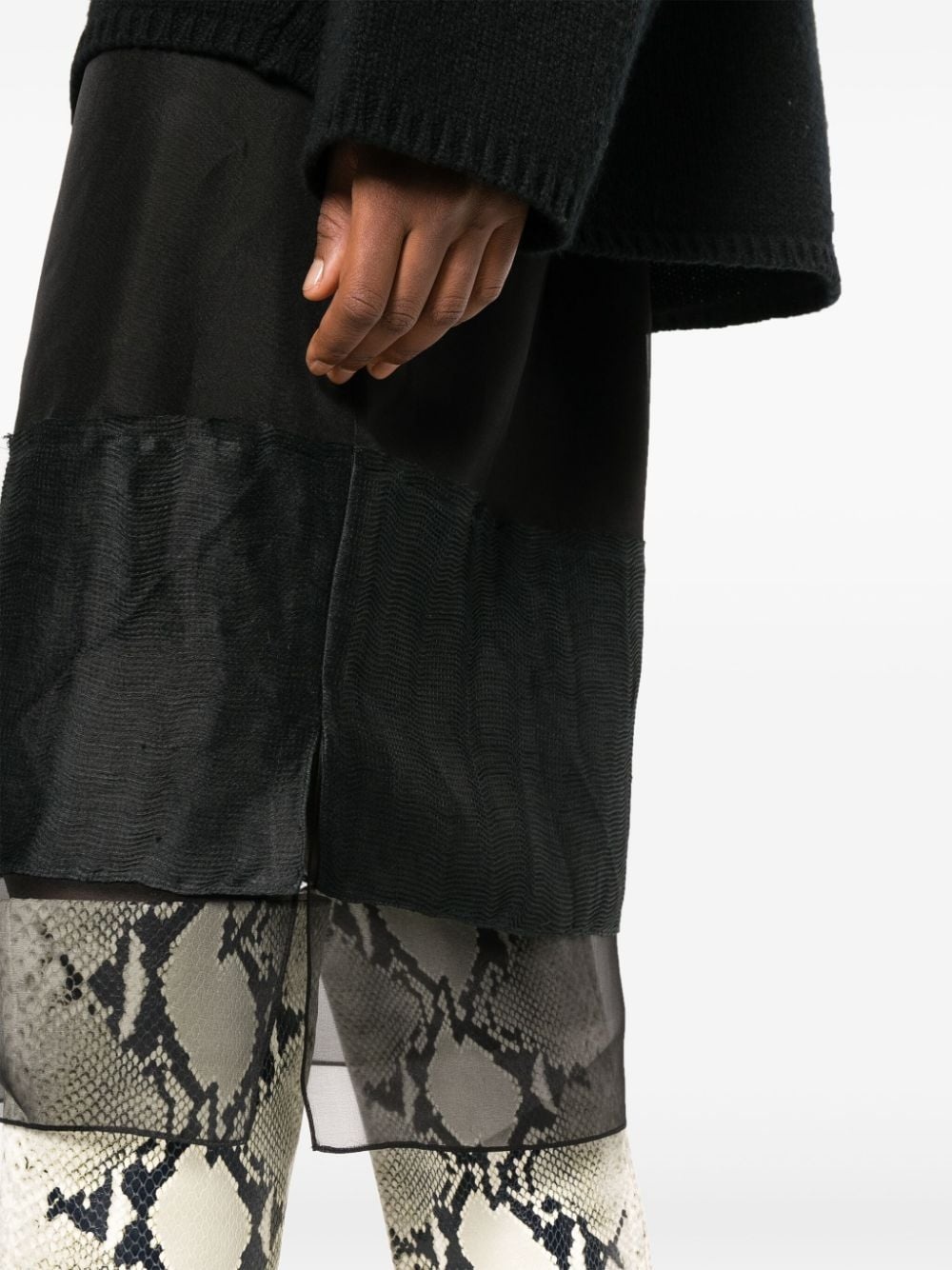 layered semi-sheer silk skirt - 5