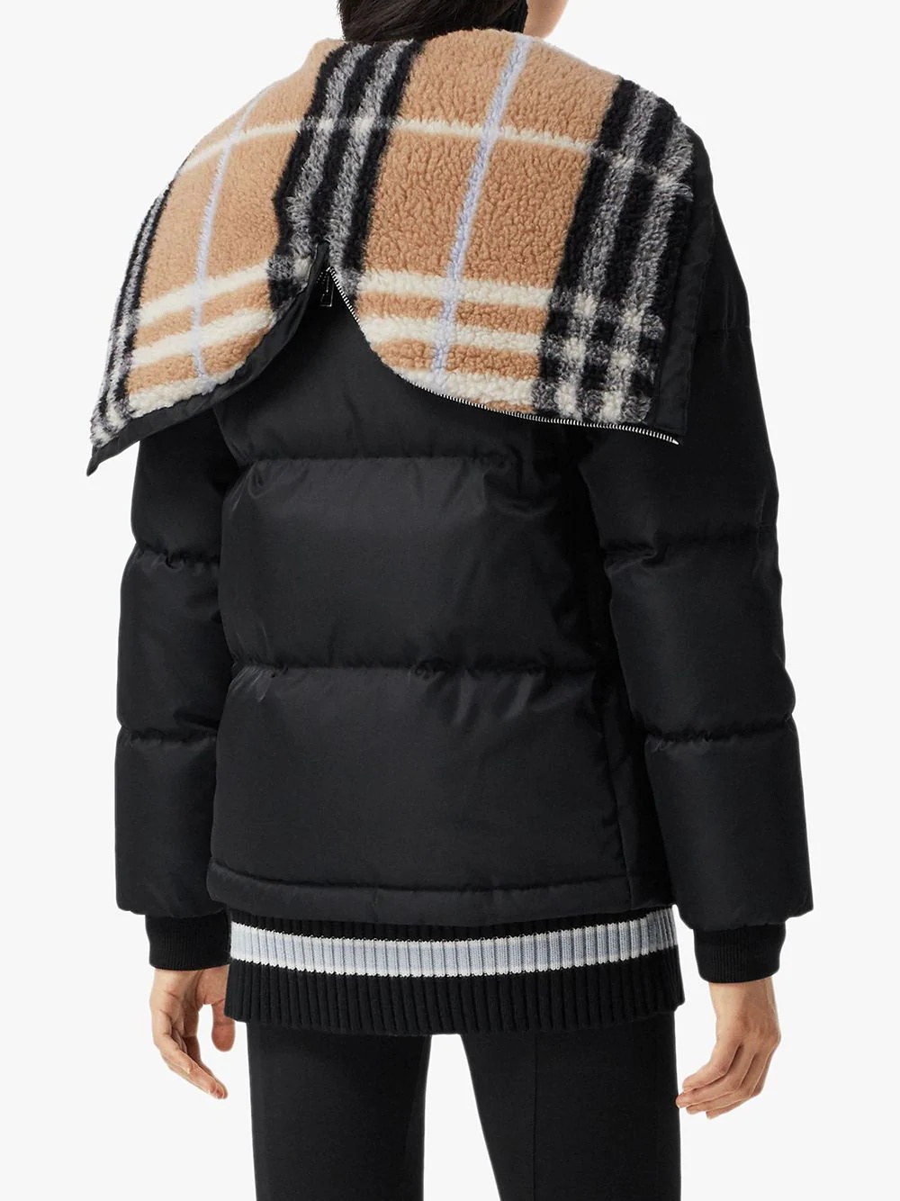 check fleece-lined puffer jacket - 4