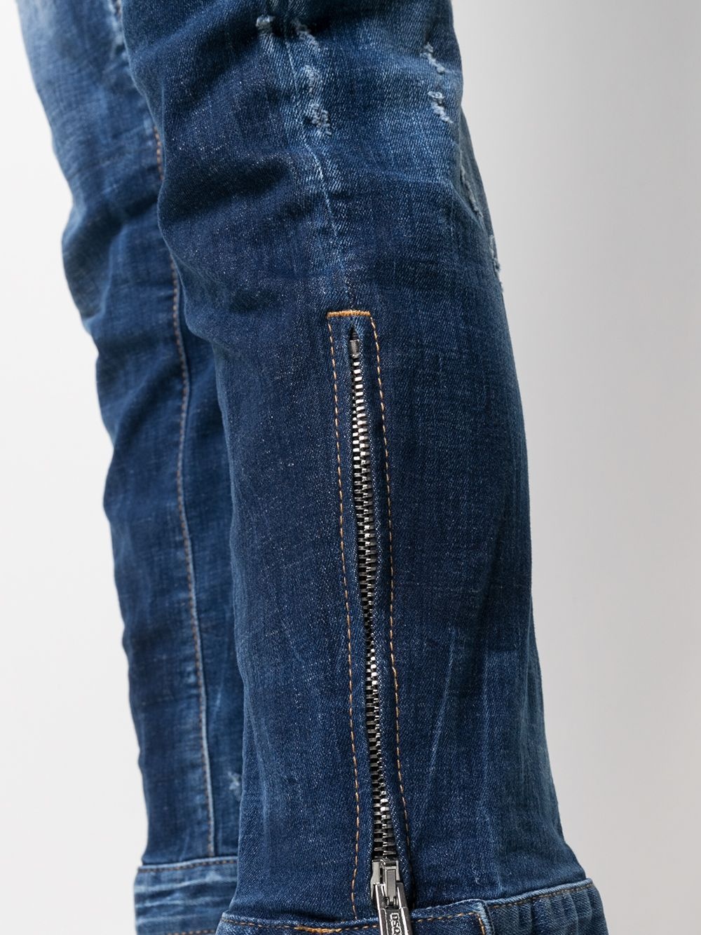 zip-detail distressed-finish denim jeans - 5