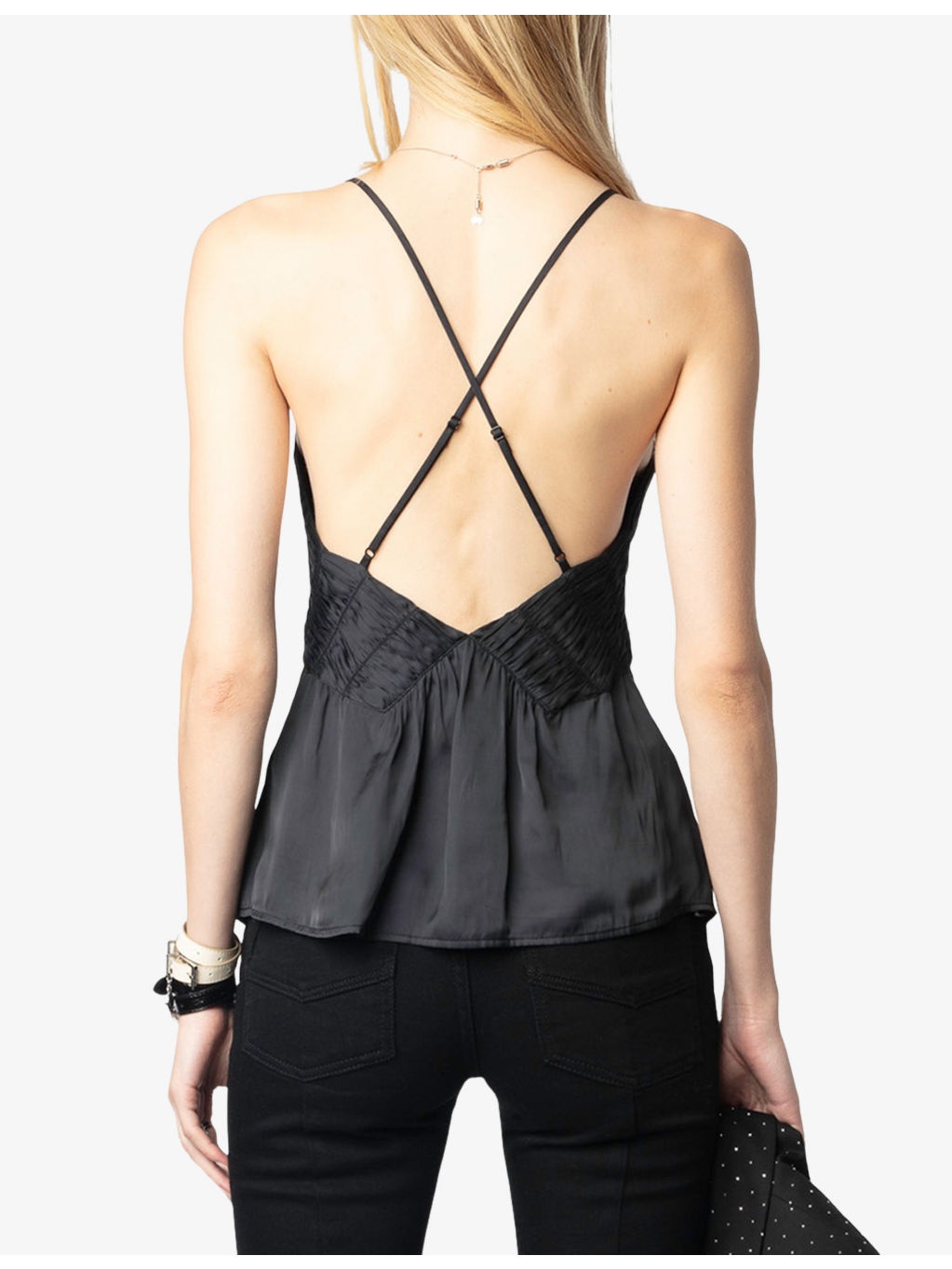 V-Neck Pleated Woven Top - 4
