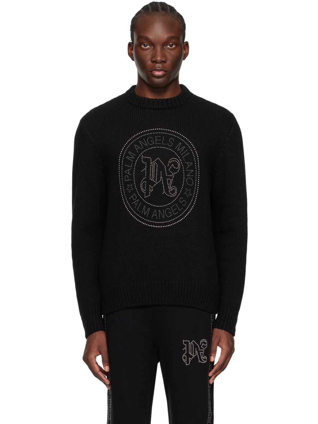 Black Milano Stud Sweater - 1