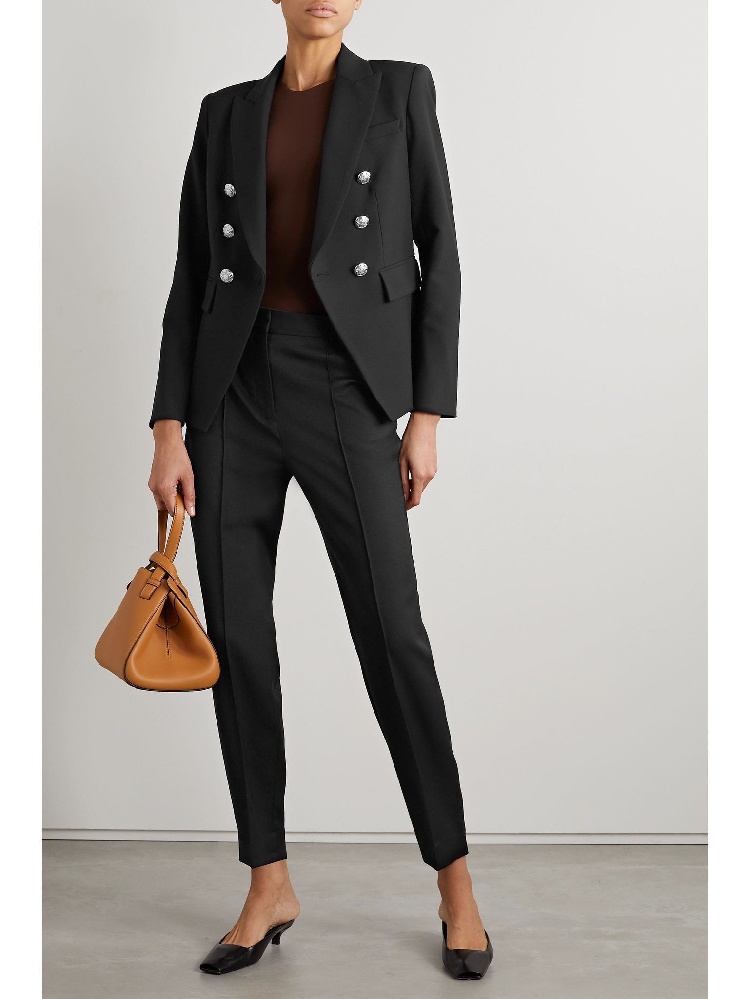 Miller Dickey double-breasted grain de poudre blazer Black - 2