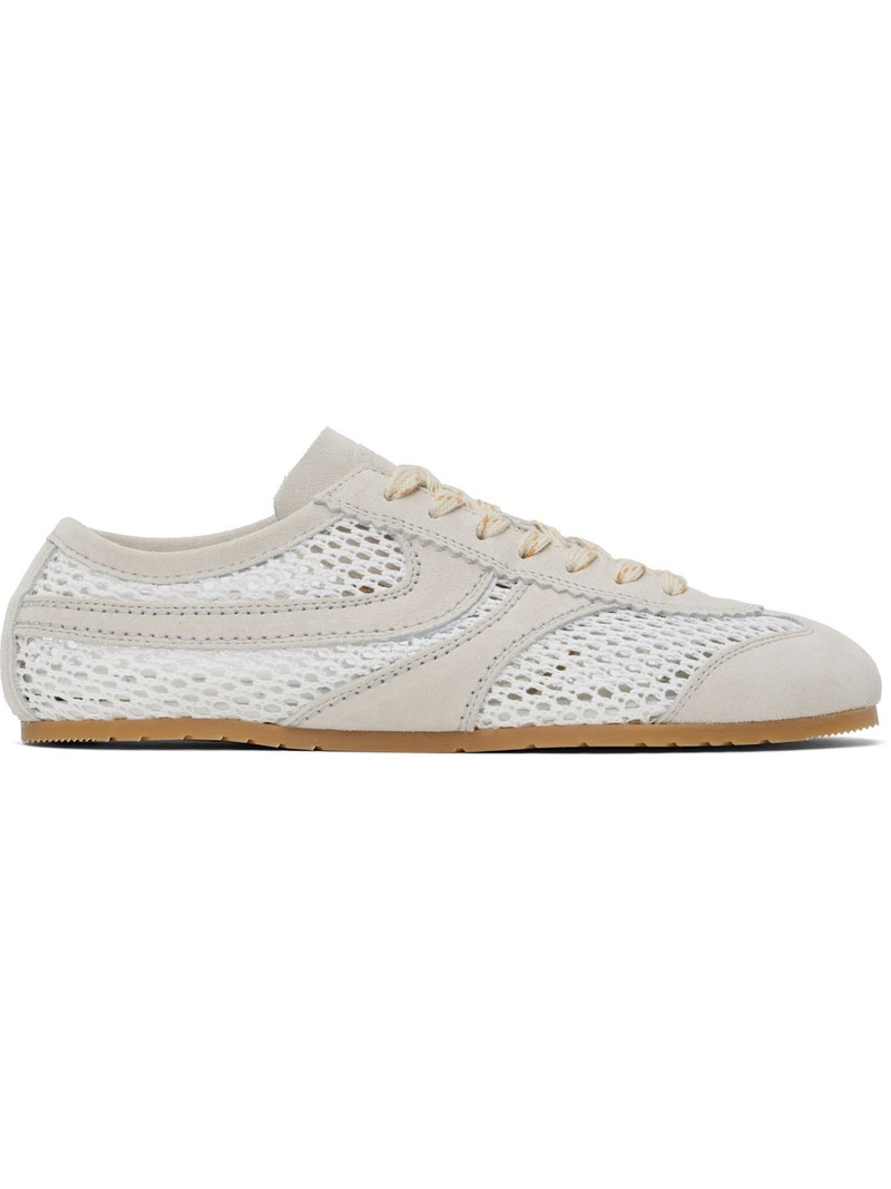 White & Beige Suede Sneakers 1