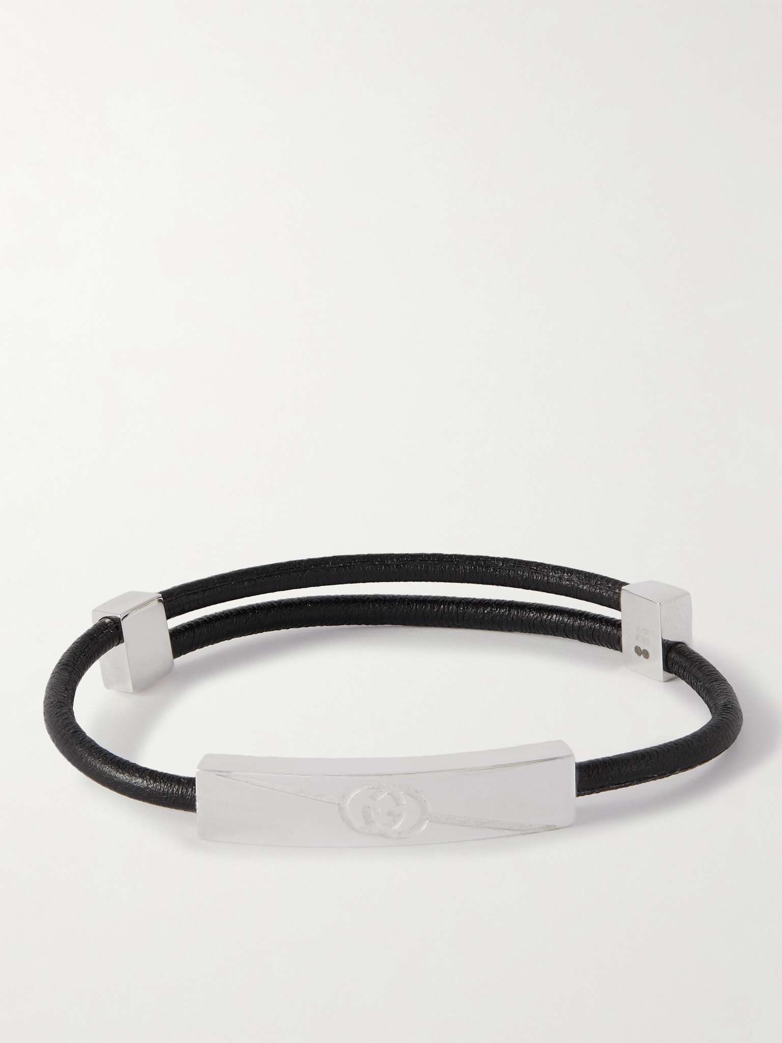 Silver-Tone and Leather Bracelet - 1