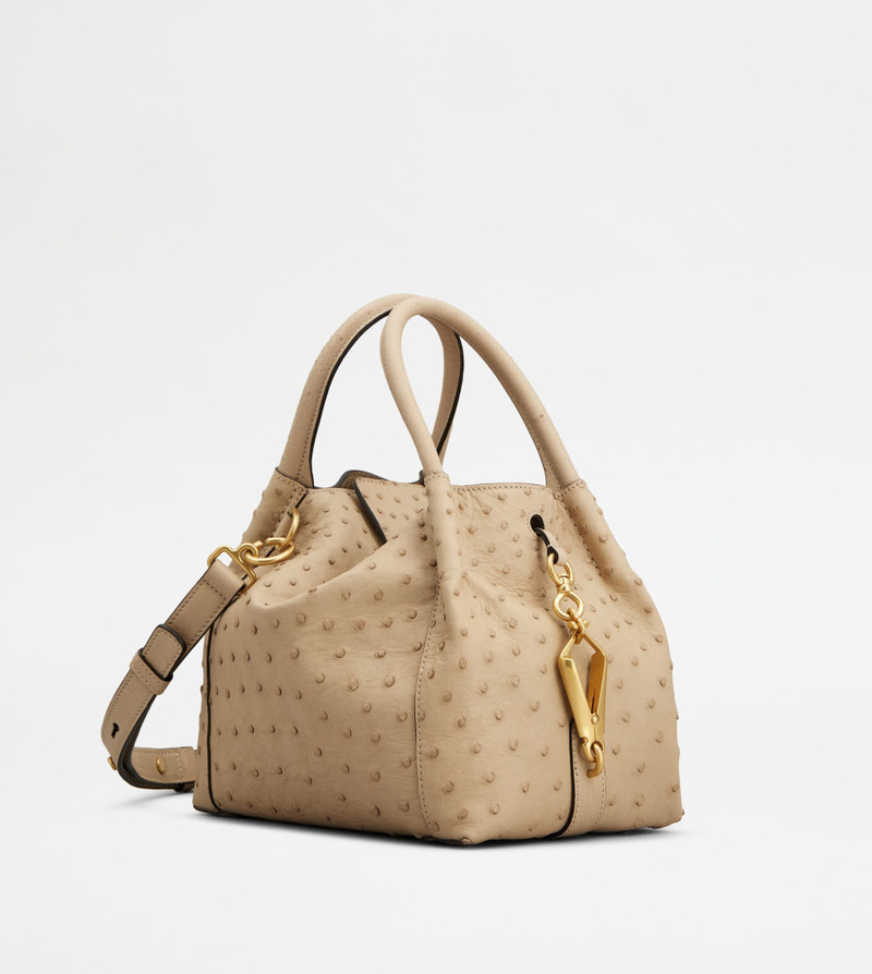 SATCHEL IN OSTRICH MINI - BEIGE 3
