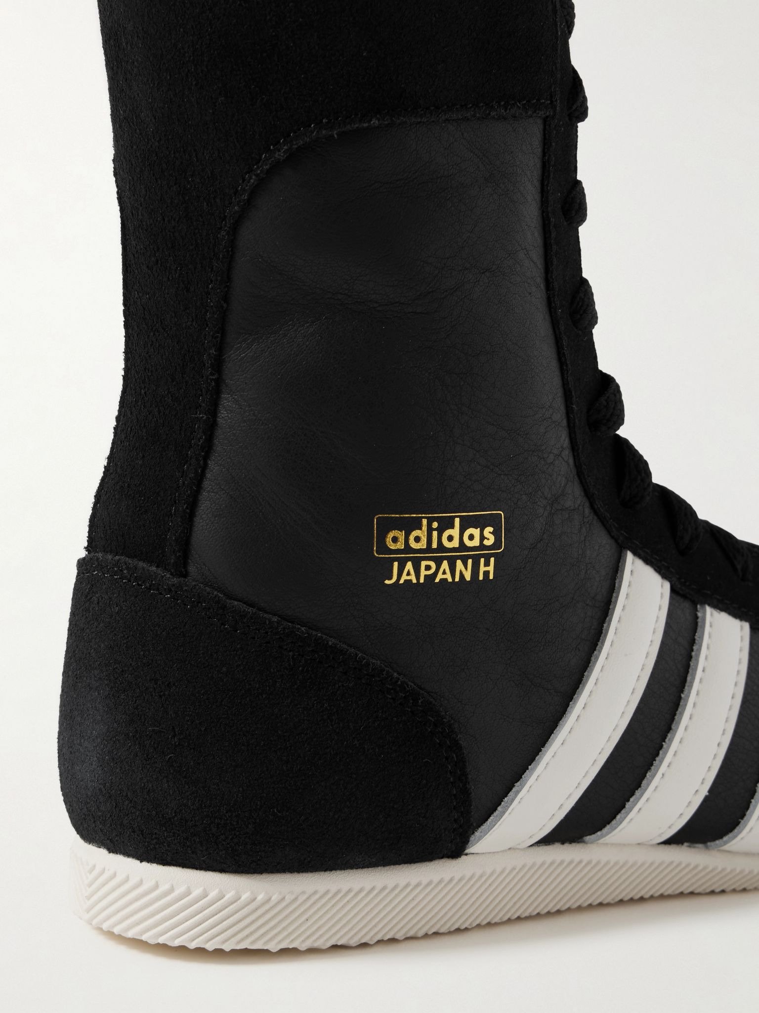Japan H suede-trimmed leather high-top sneakers Black - 4