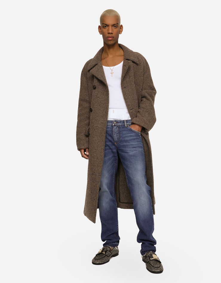 Double-breasted melange alpaca wool coat - 5