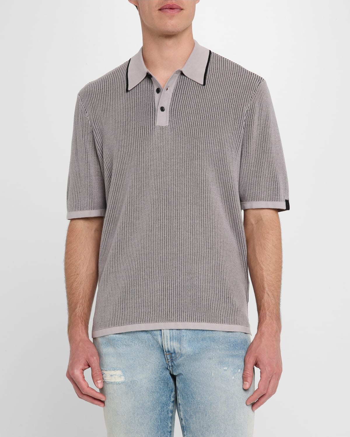 Men's Harvey Striped Knit Polo - 4