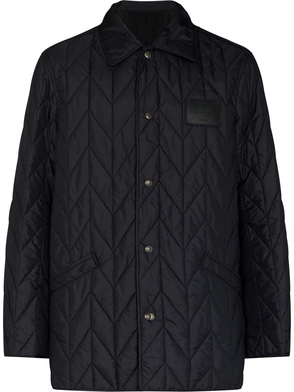 logo-patch buttoned quilted jacket - 1