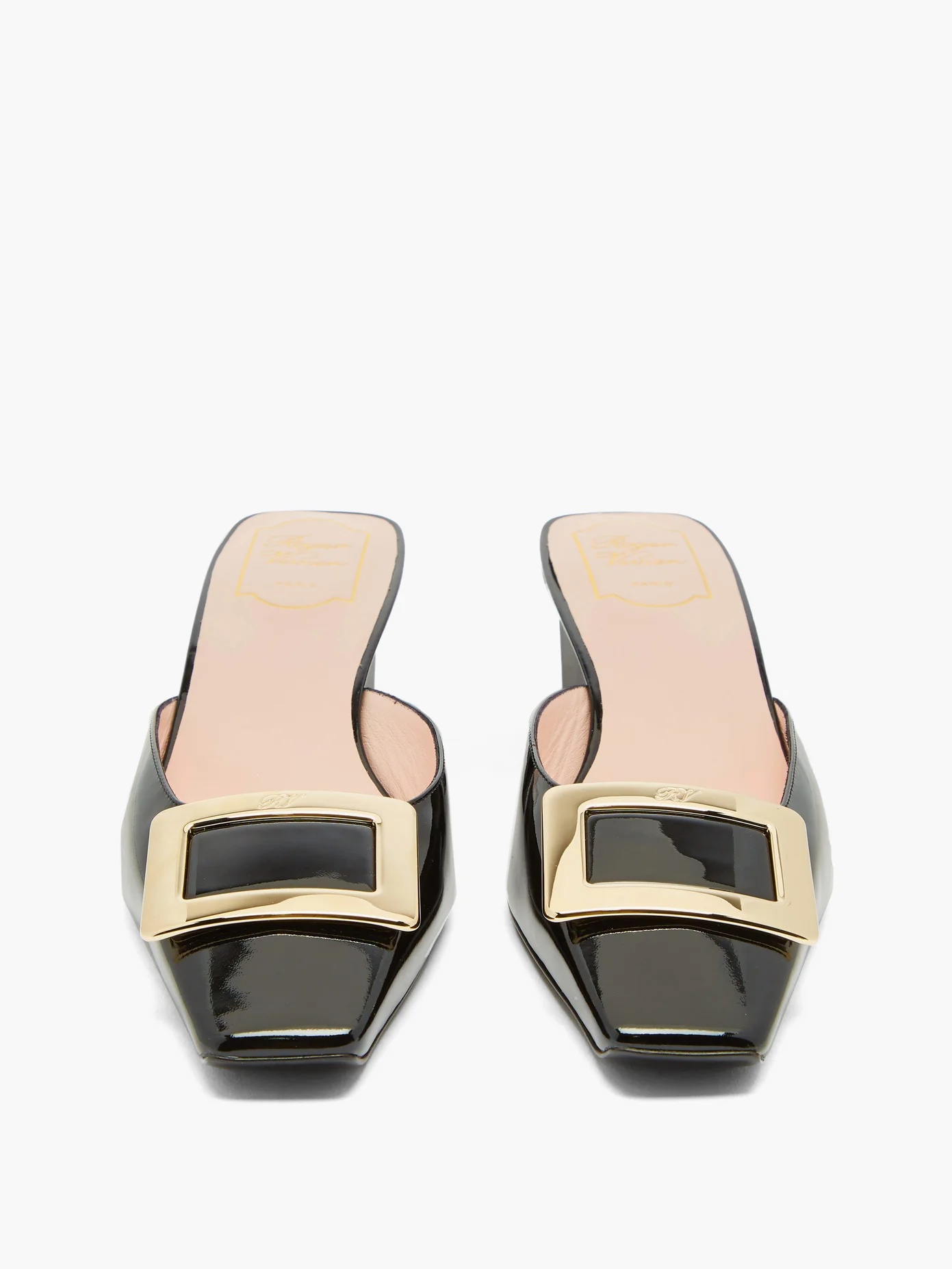 Belle Vivier buckled patent-leather mules - 5