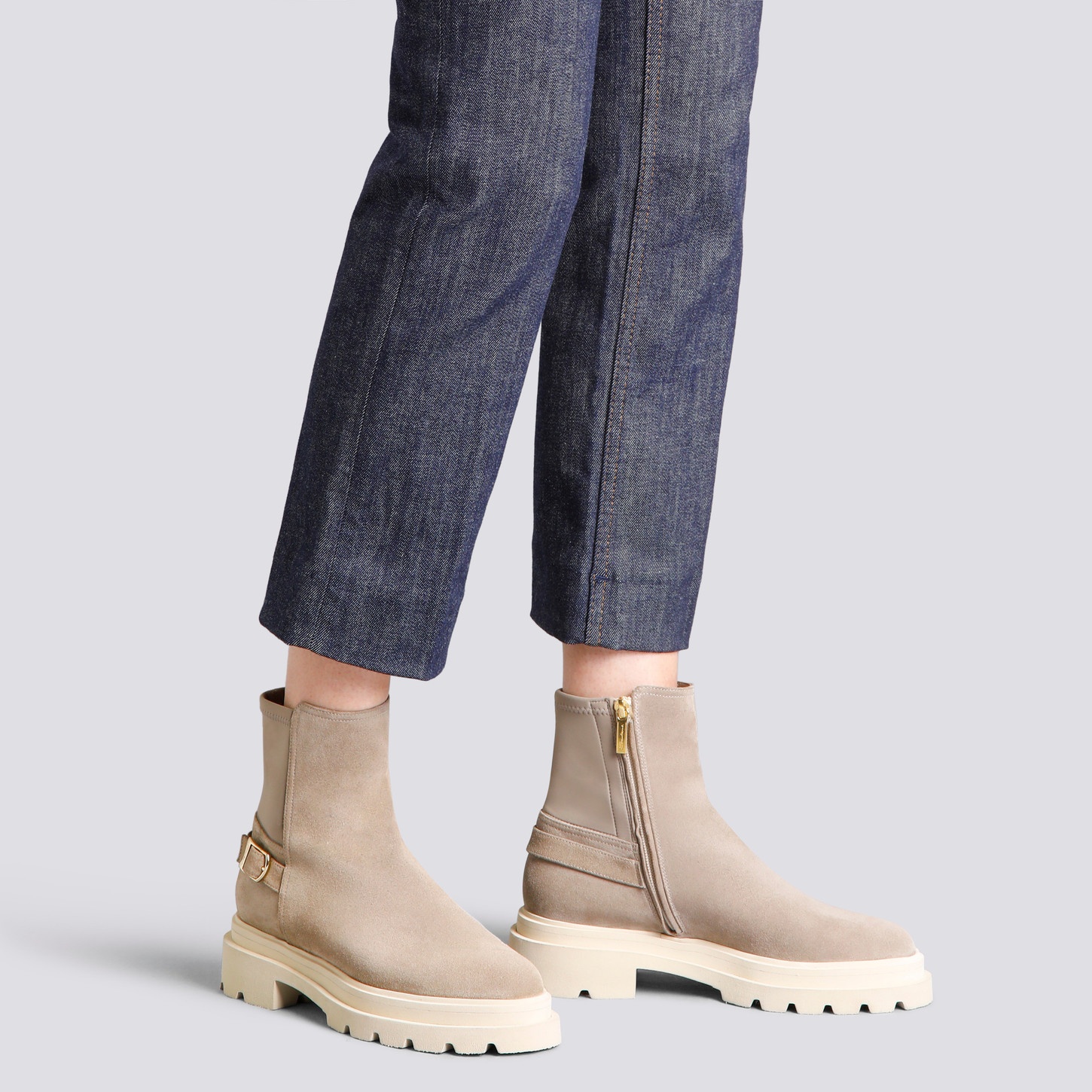Women's beige suede ankle boot - 2