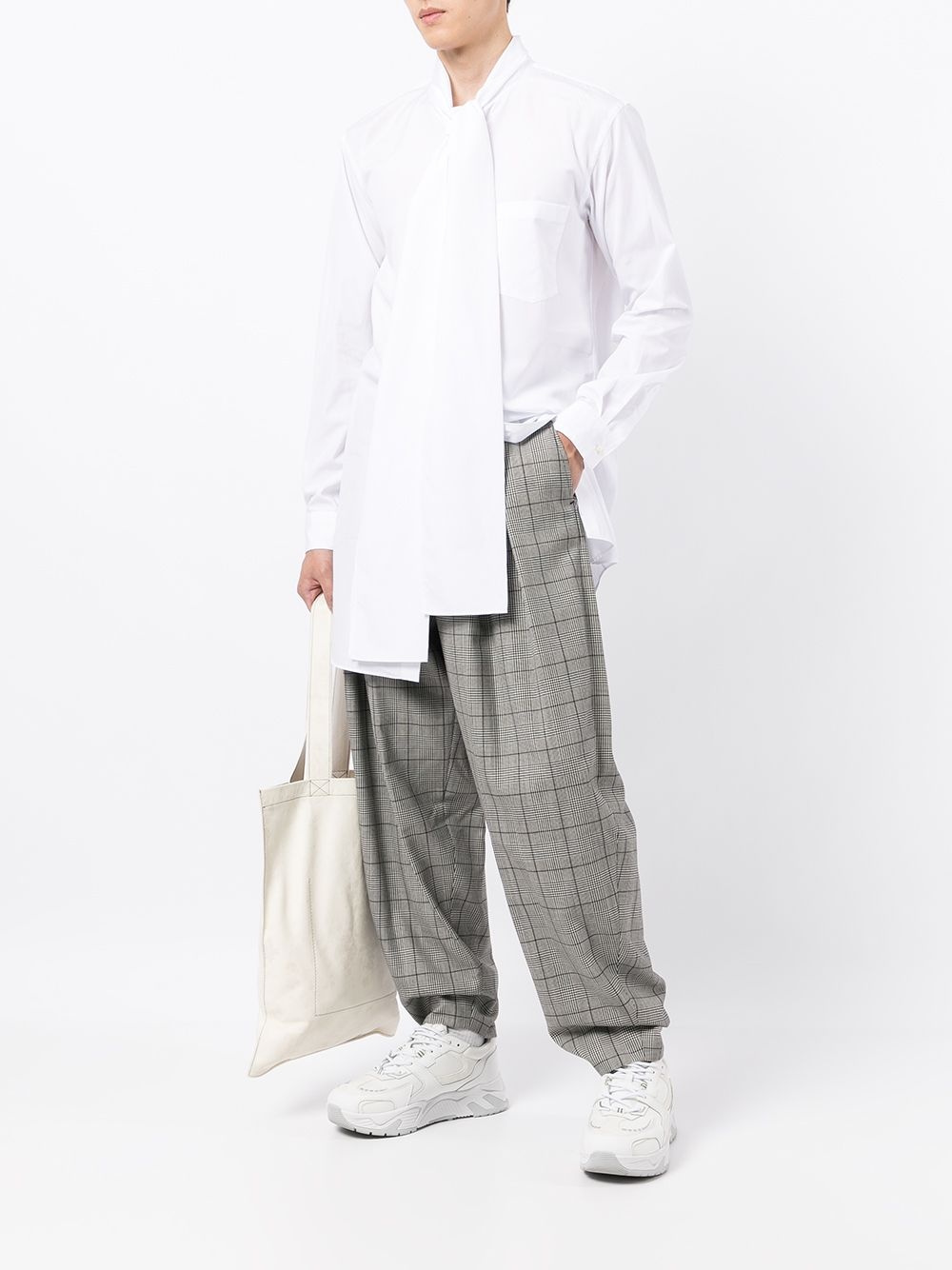 pleated check-pattern wide-leg trousers - 2