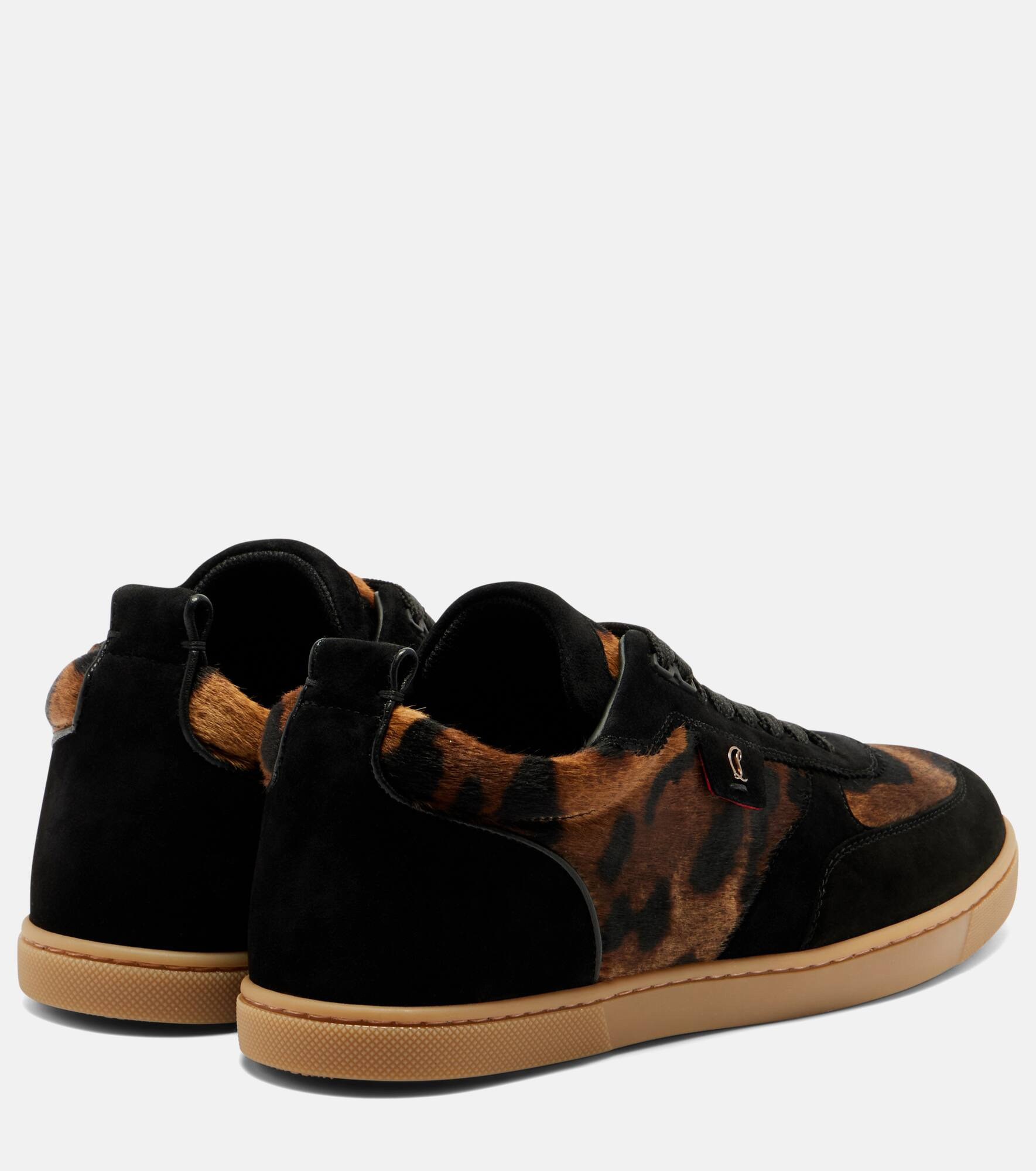 Suede-trimmed calf hair sneakers - 2