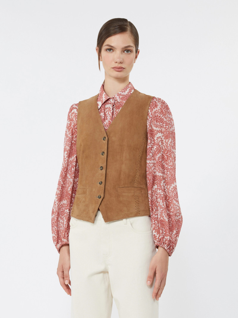 VETUSTA Suede waistcoat - BROWN 3
