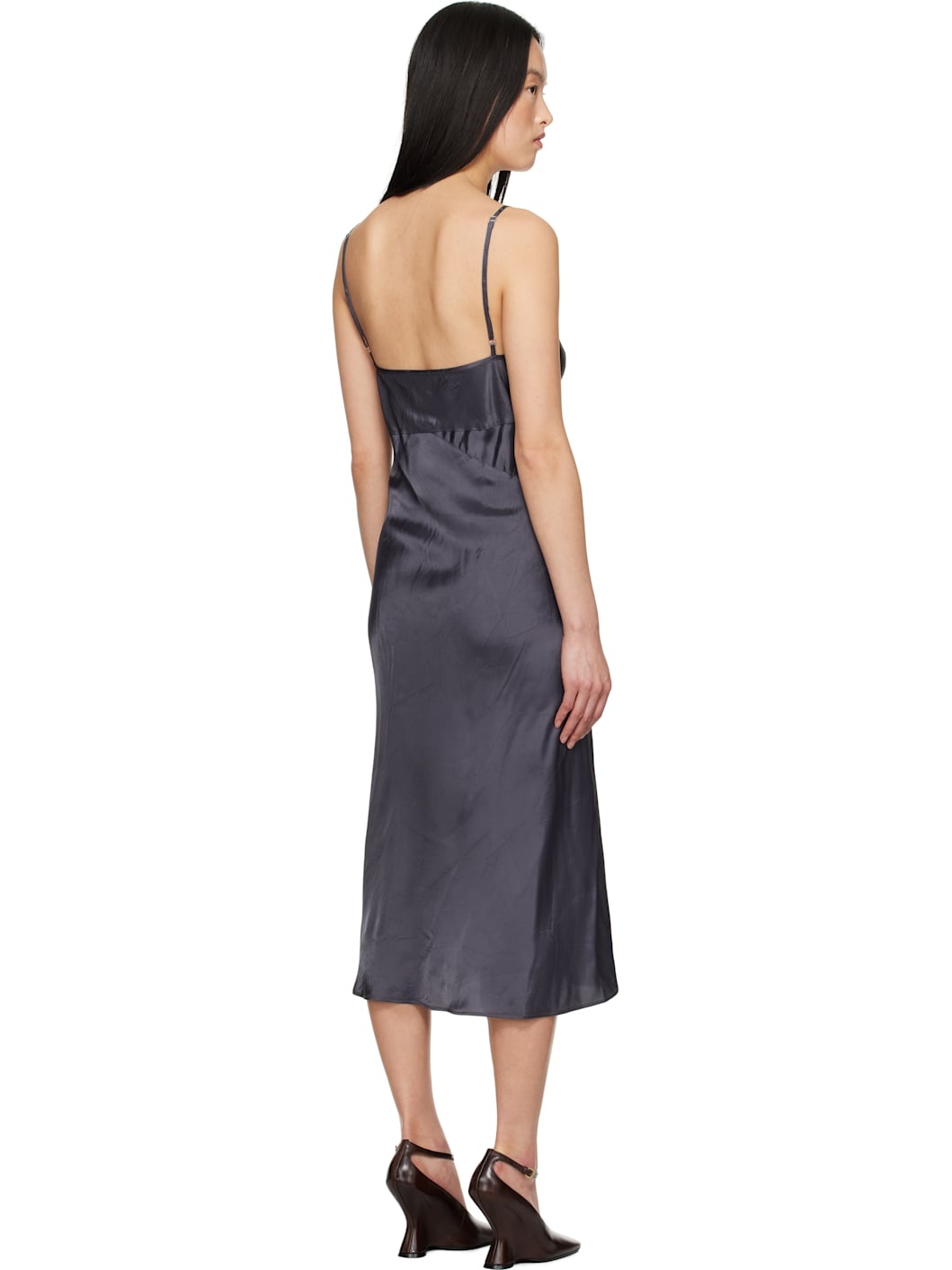 Purple Satin Midi Dress - 3
