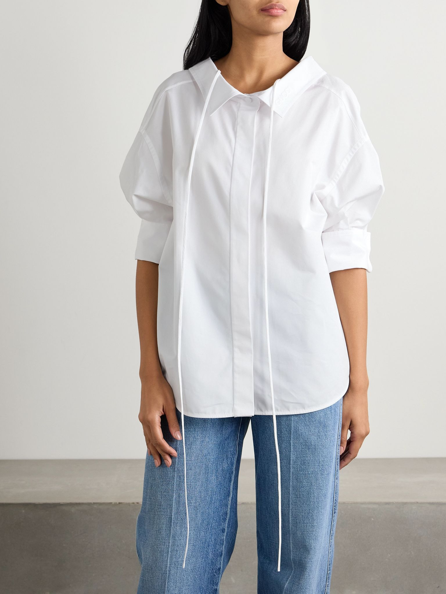 Oversized cotton-poplin shirt White - 3