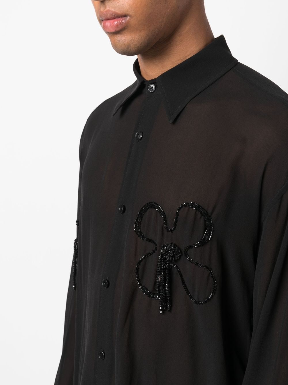 bead-embellished silk shirt - 5