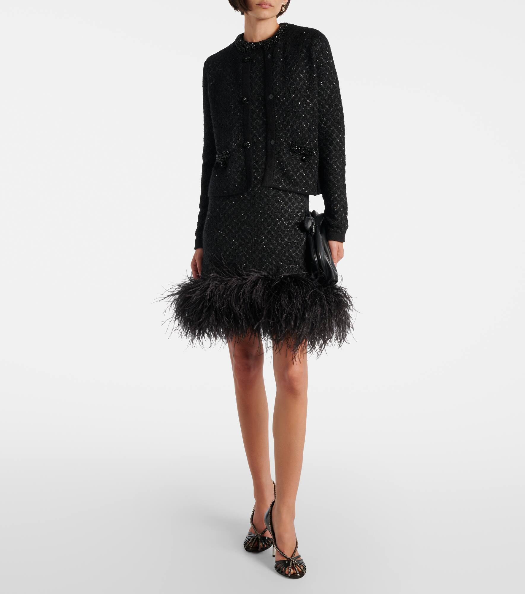Novara feather-trimmed minidress - 2
