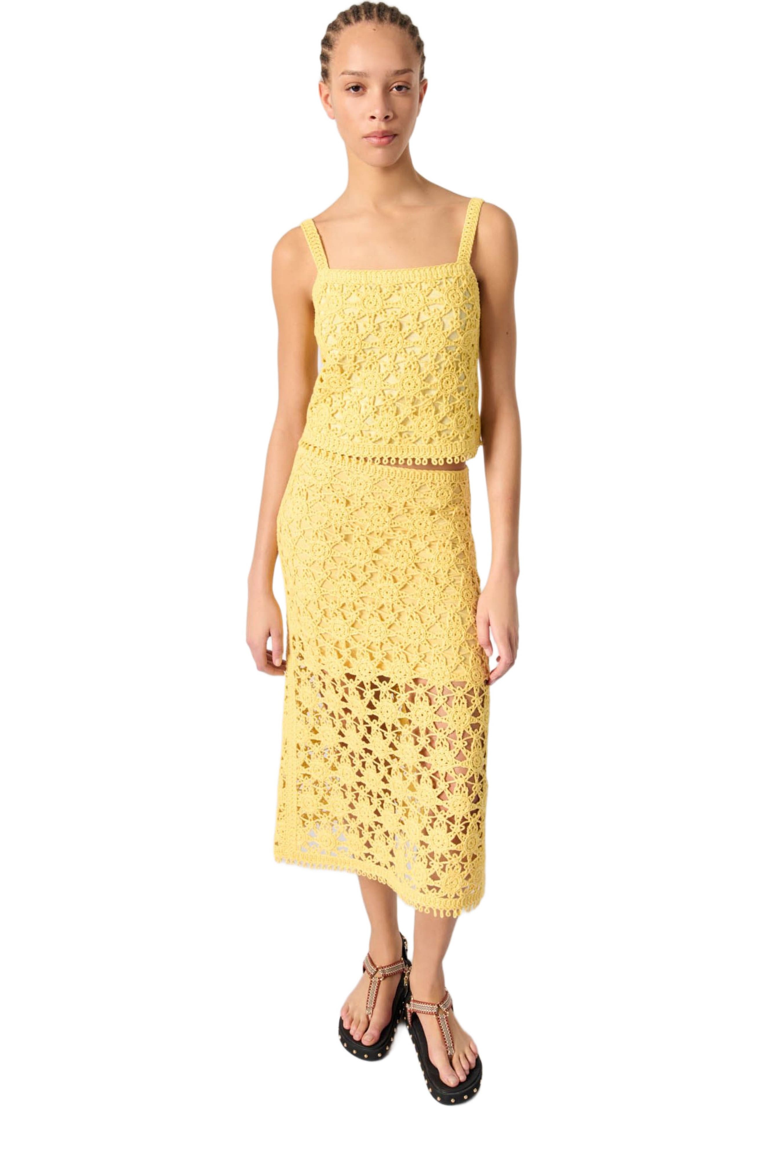 maje Crochet maxi skirt in Yellow Banana at Nordstrom - 7
