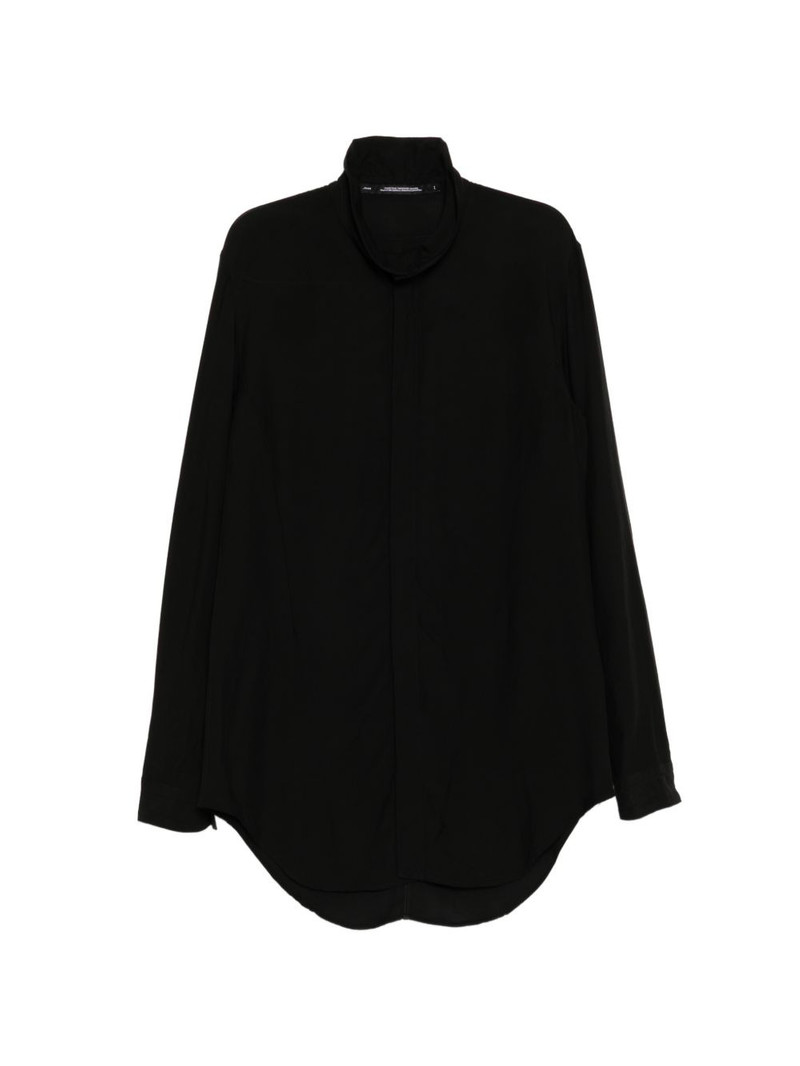 high-neck curved hem shirt 1