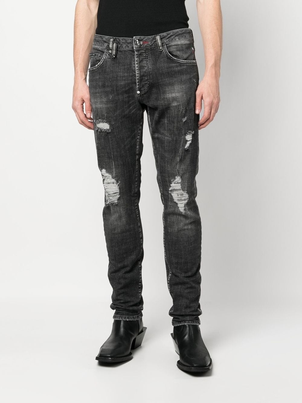straight-leg ripped jeans - 2