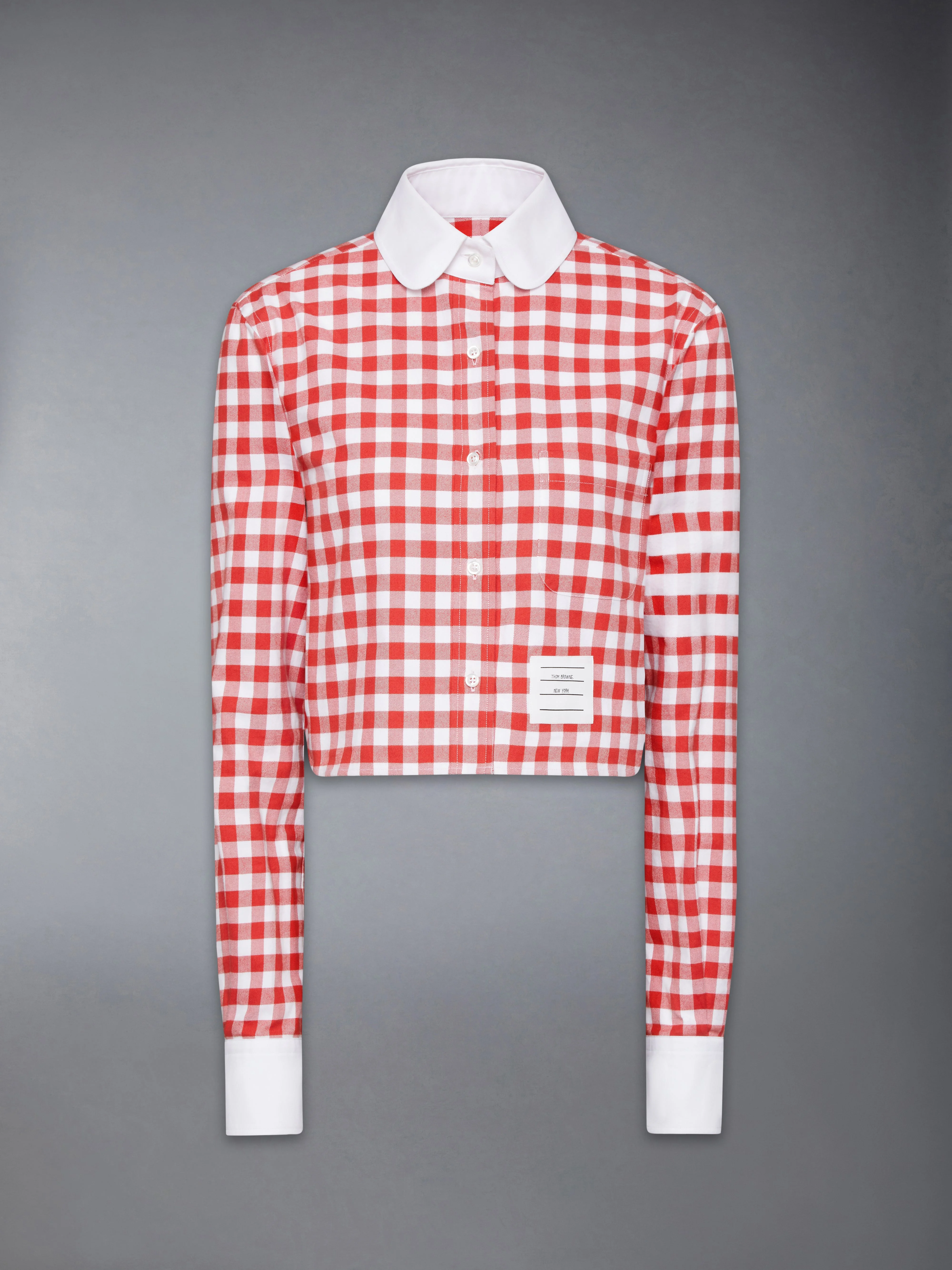 GINGHAM CHECK FLANNEL 4-BAR CROPPED SHIRT - 1