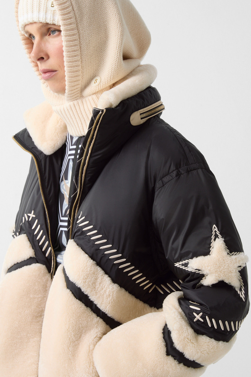 Amie down ski jacket in Black/cream 8
