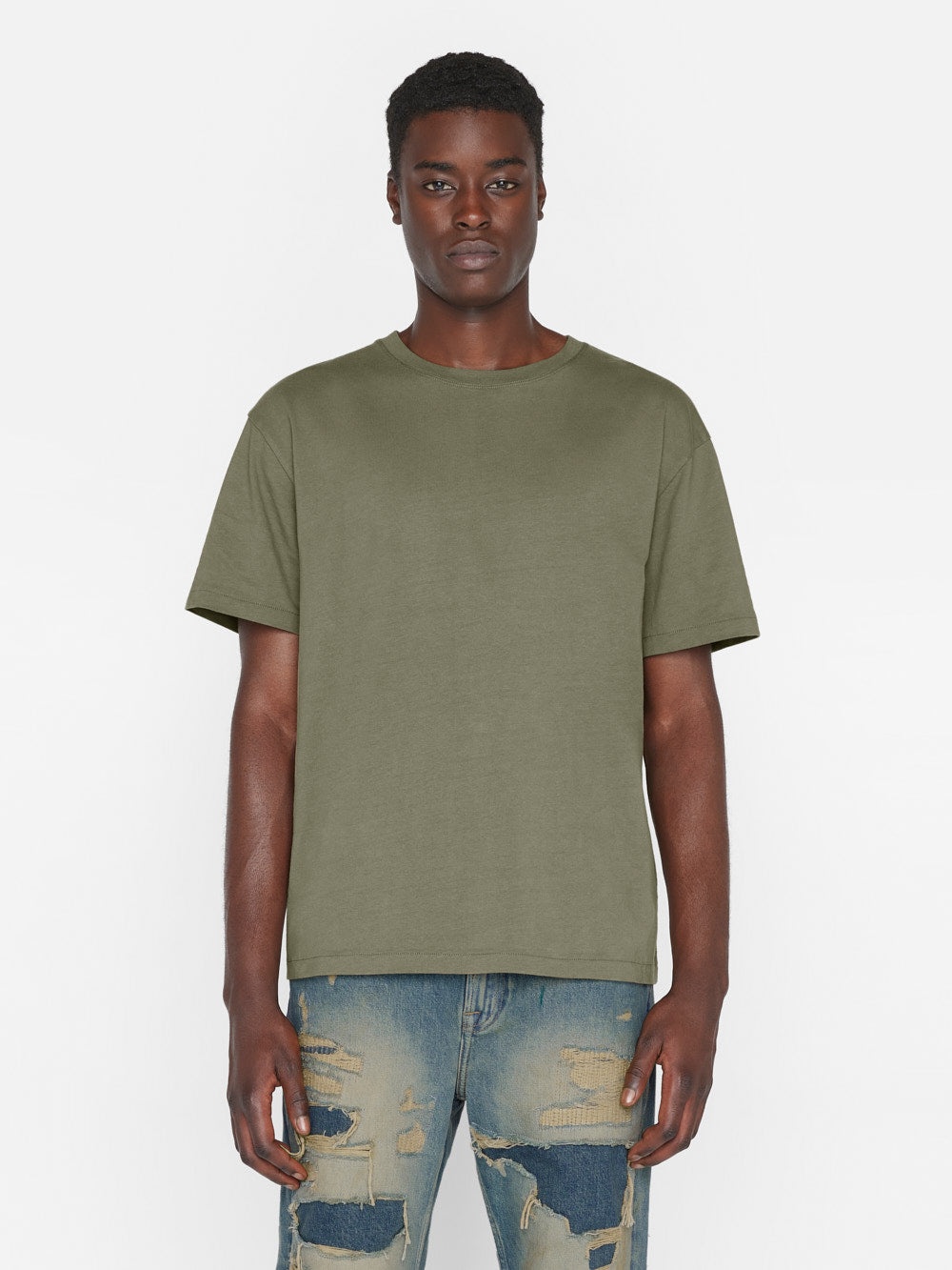 Relaxed Vintage Washed Tee in Washed Khaki Green - 3