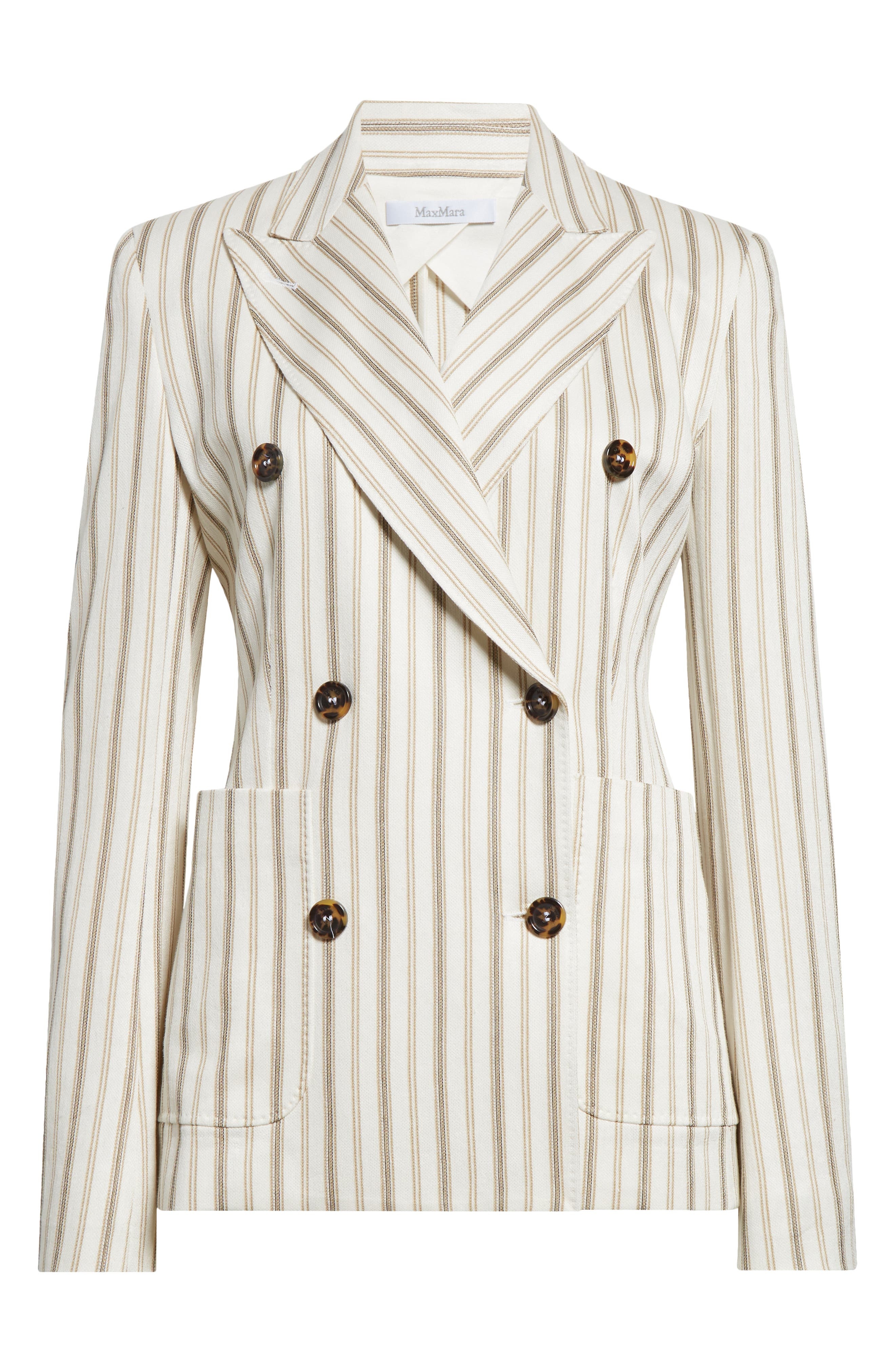 Max Mara Pensile Stripe Double Breasted Jersey Jacket in Sand at Nordstrom - 7