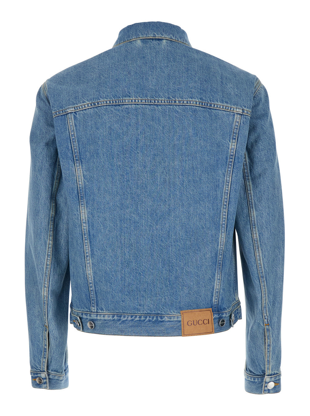 Gucci Men Light Blue Jacket With Gg Logo Print On The Front In Denim Man - 2