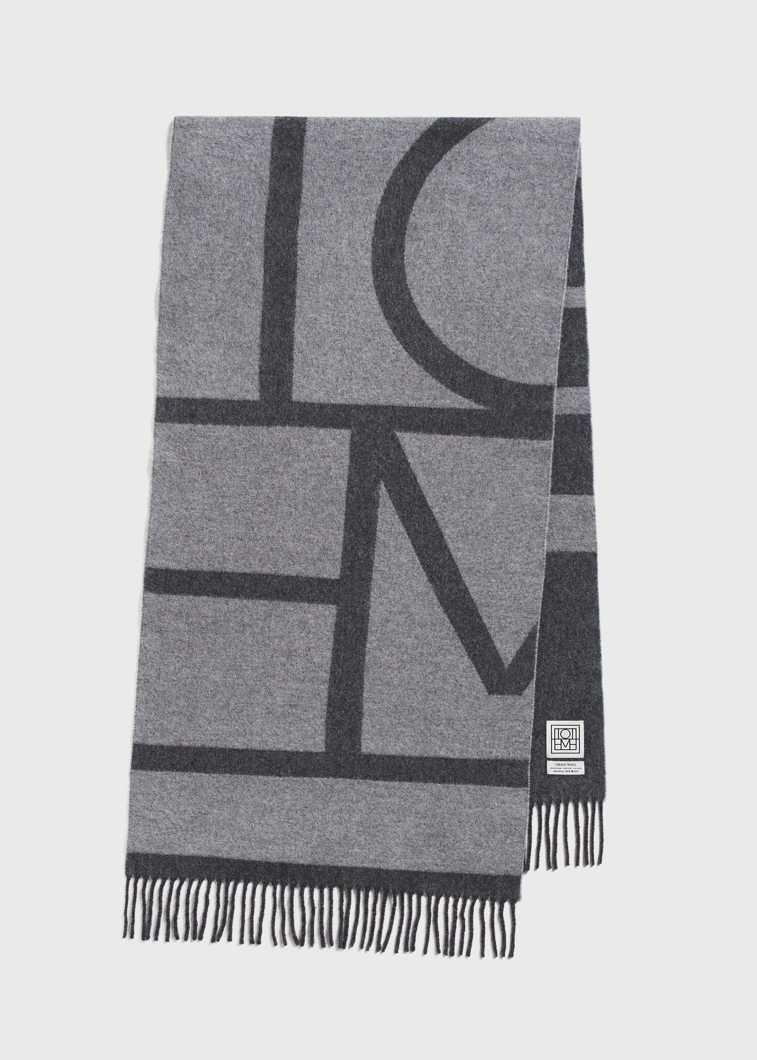 Monogram jacquard wool scarf dark grey mélange - 7