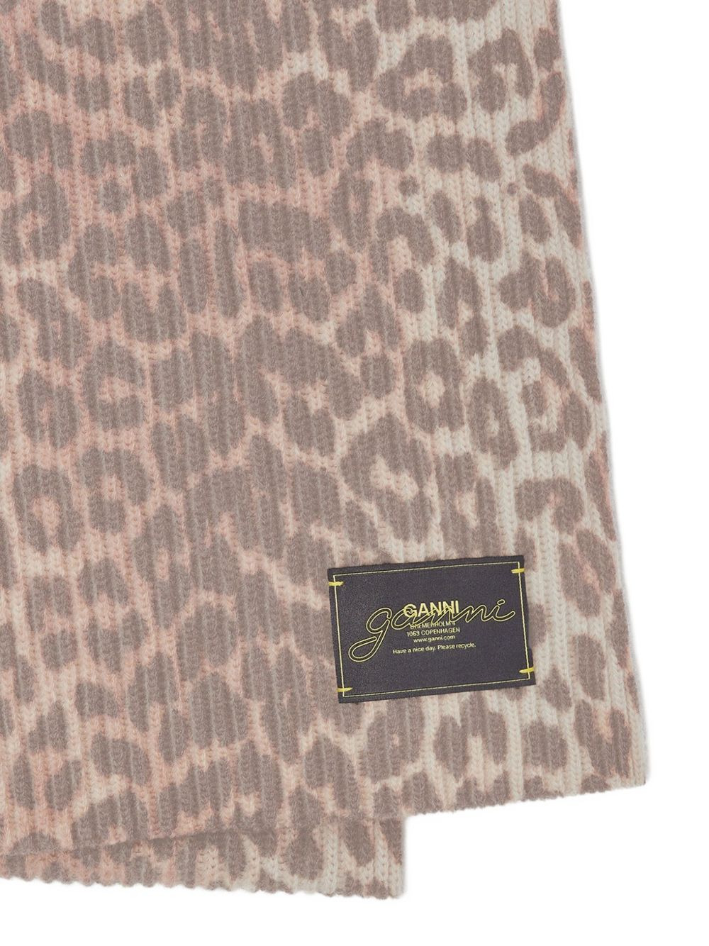 leopard-print ribbed scarf - 2
