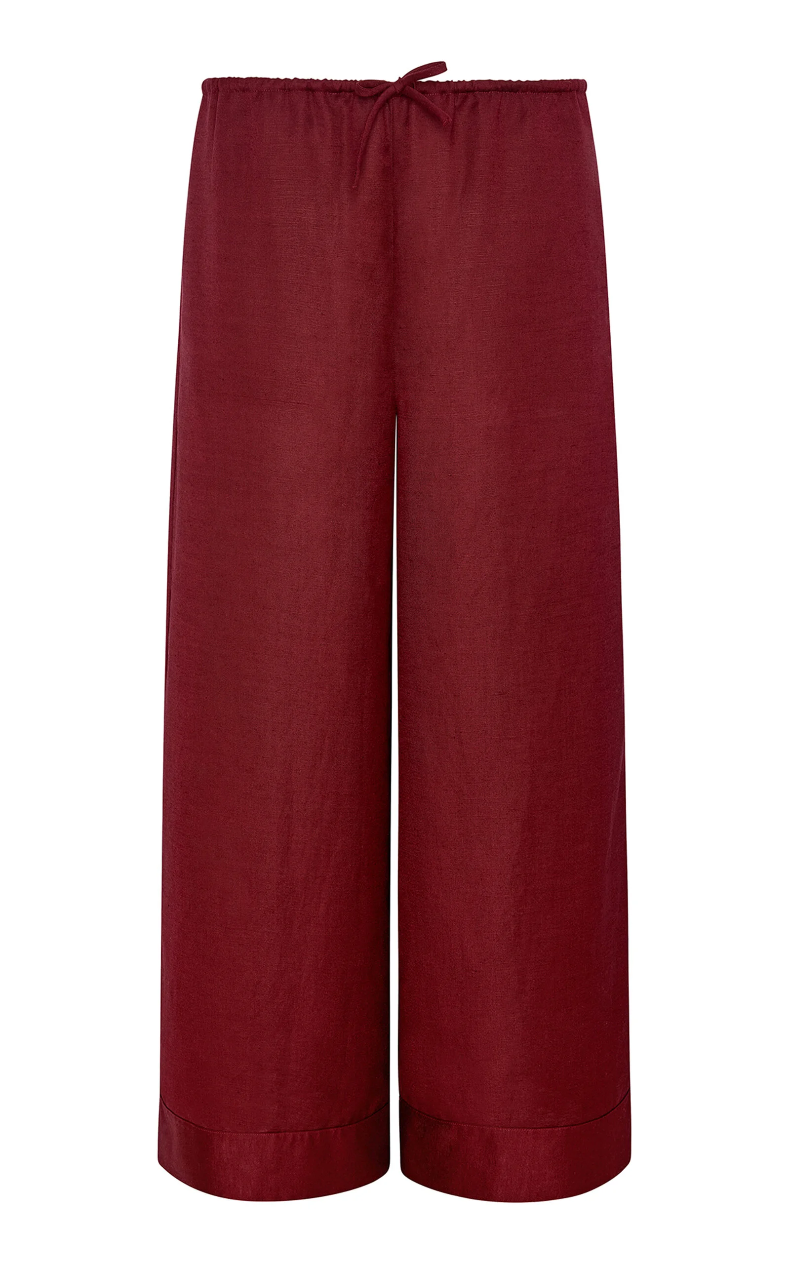 Air Linen Wide Leg Drawstring Pants red - 1