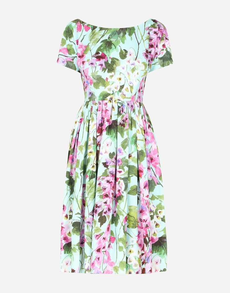 Bluebell-print poplin midi dress - 3