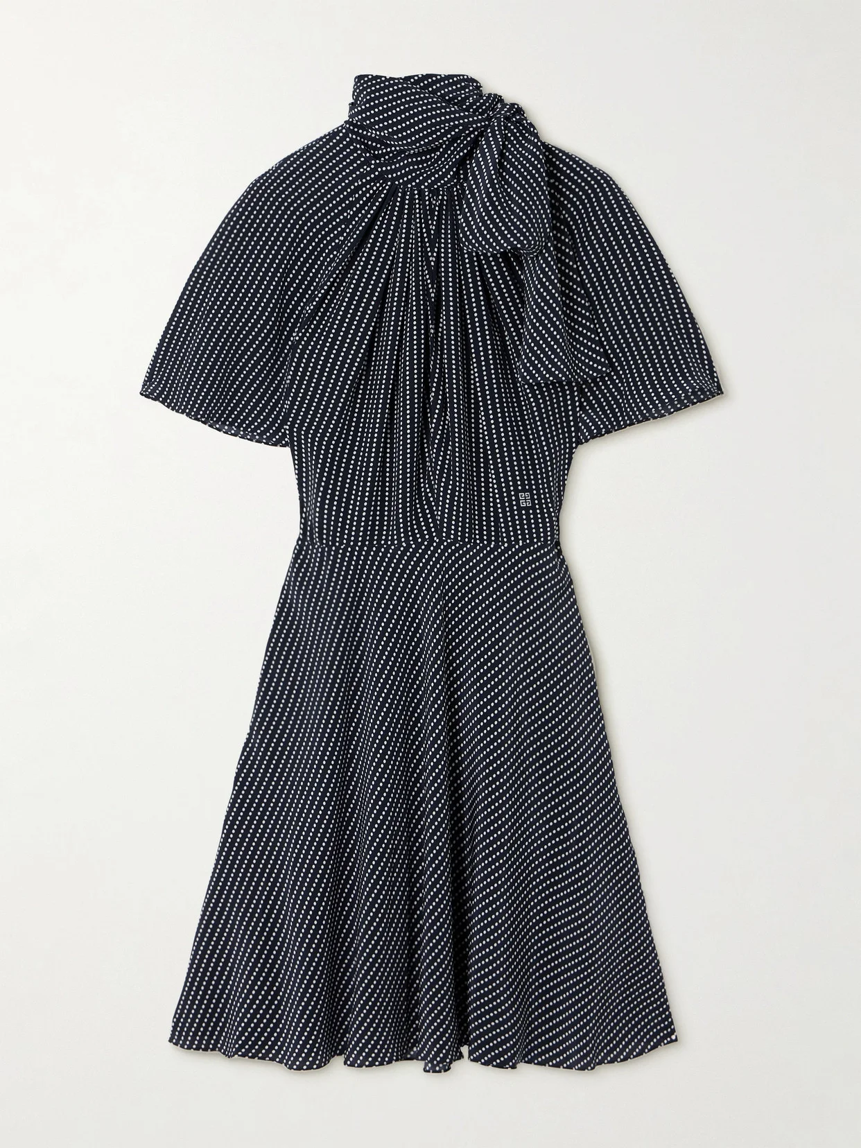 Pussy-bow Polka-dot Silk Mini Dress - 1