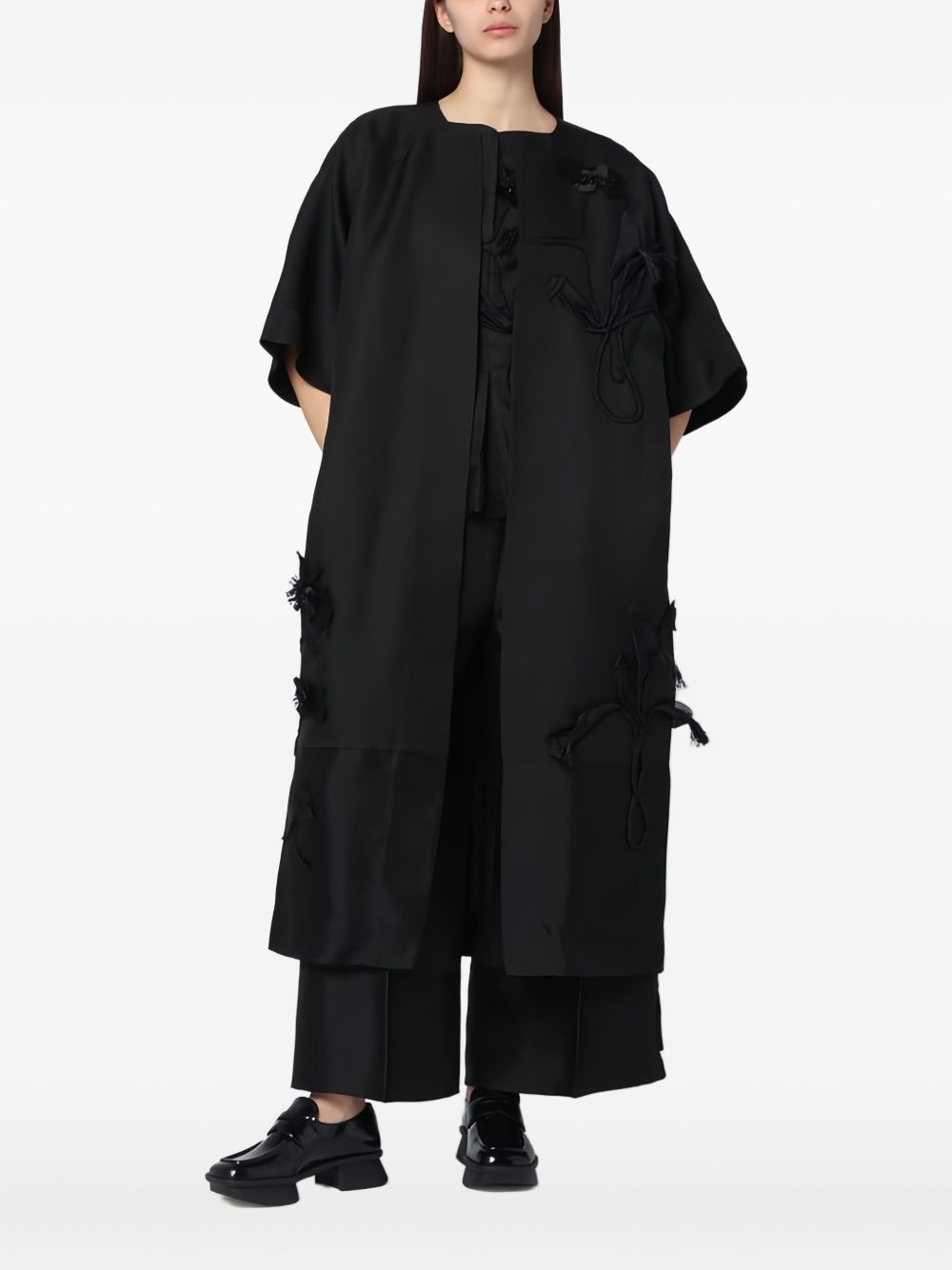 floral-appliqué coat - 1