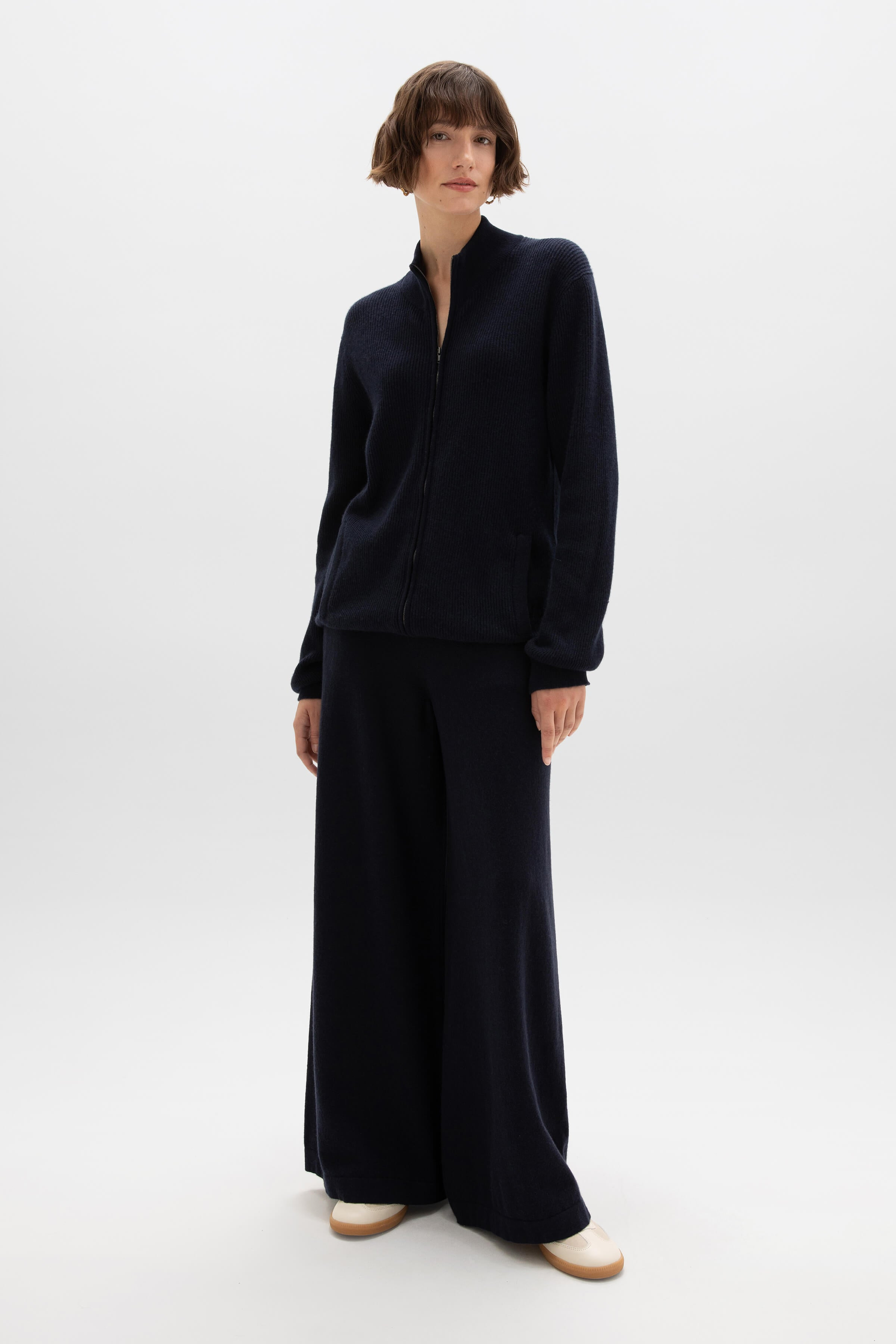 Ribbed Cashmere Navy Cardigan - 4